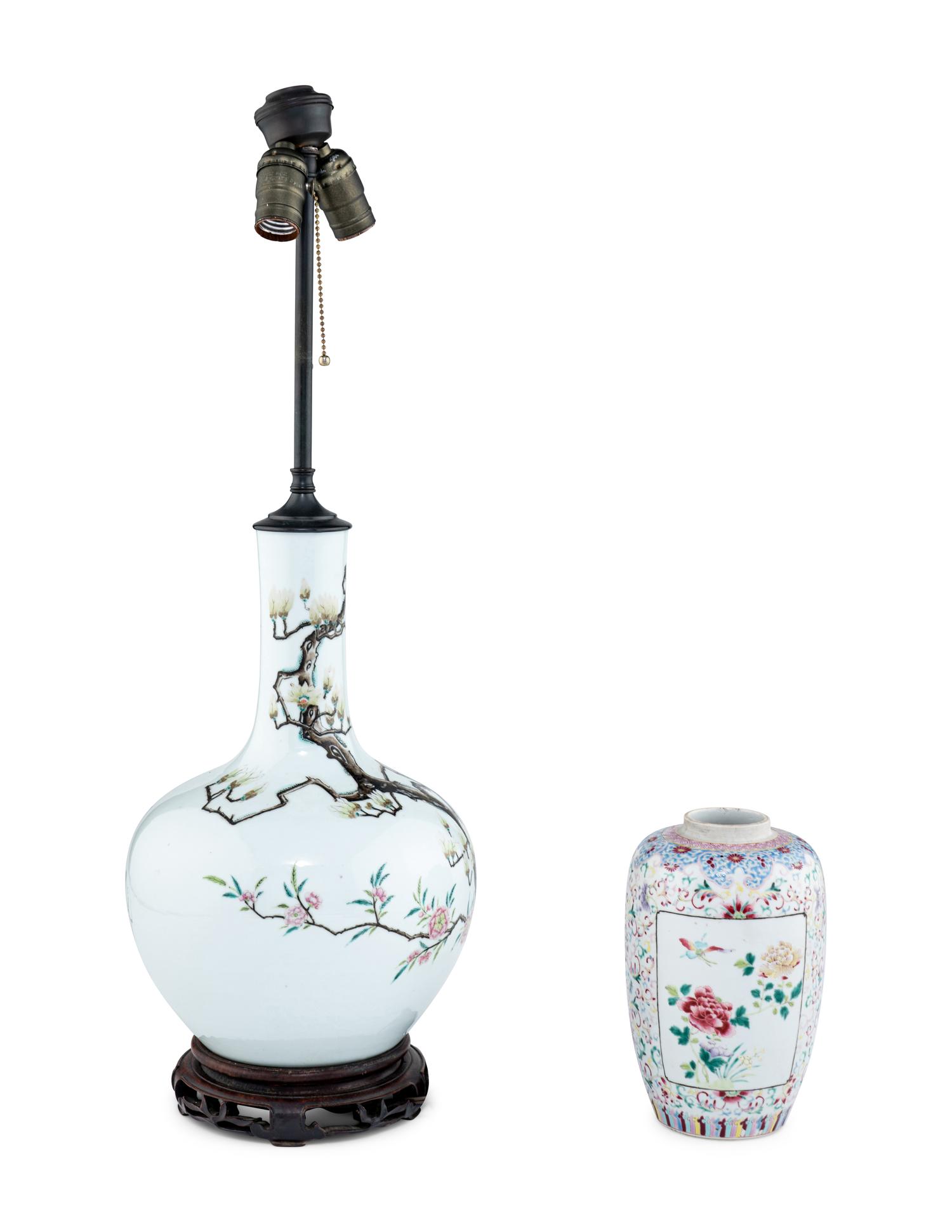 Two Chinese Famille Rose Porcelain Vases