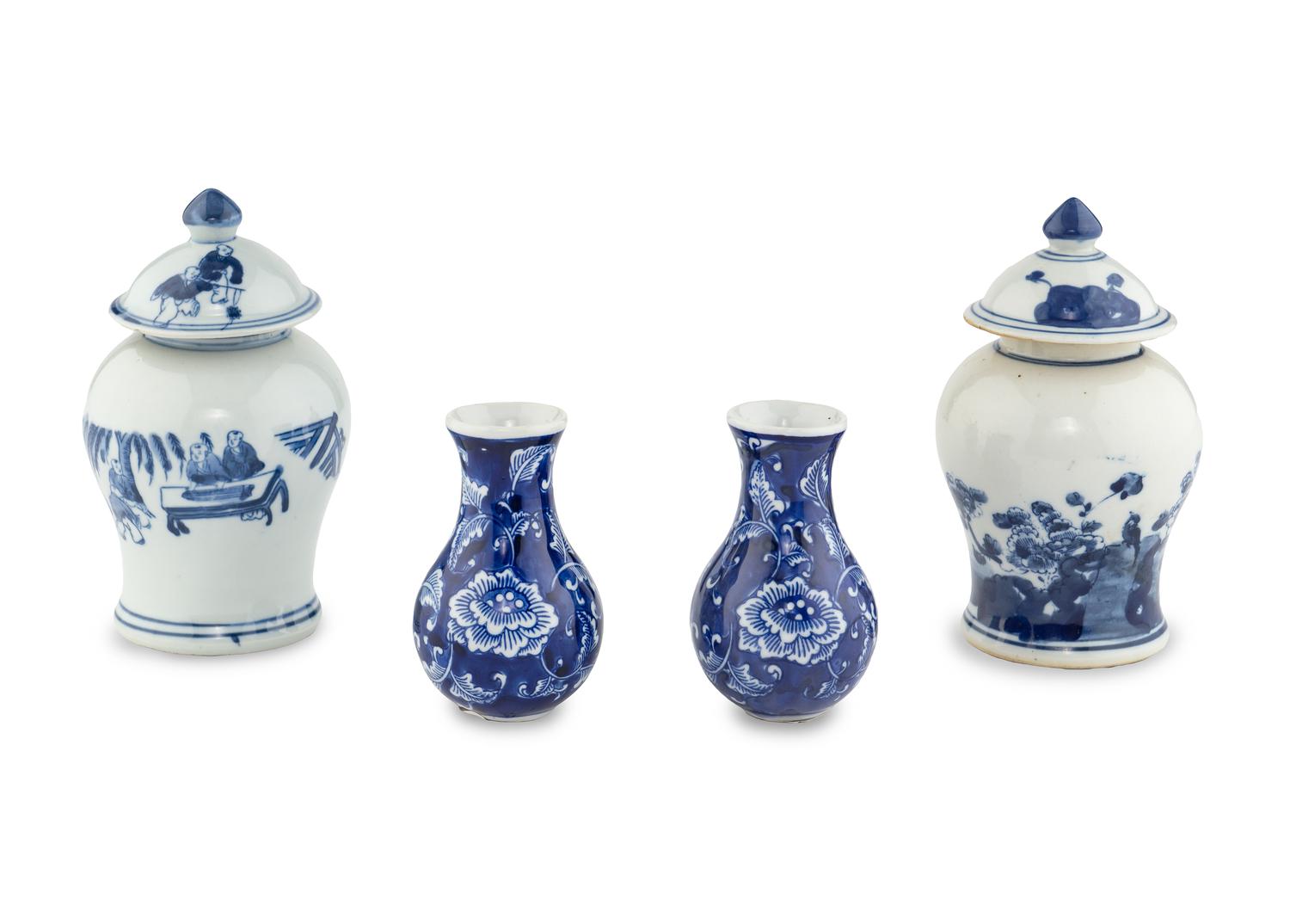 Four Chinese Blue and White Porcelain Vessels