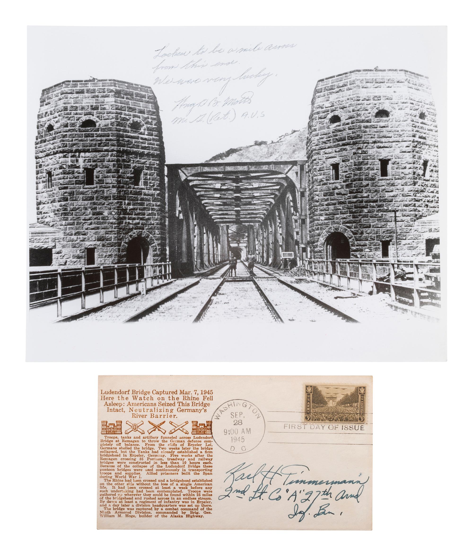 [WWII]. Signatures from veterans of the Battle of the Bulge and Battle of Remagen Bridge.