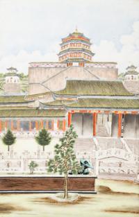 A Famille Rose 'Summer Palace' Wall Panel