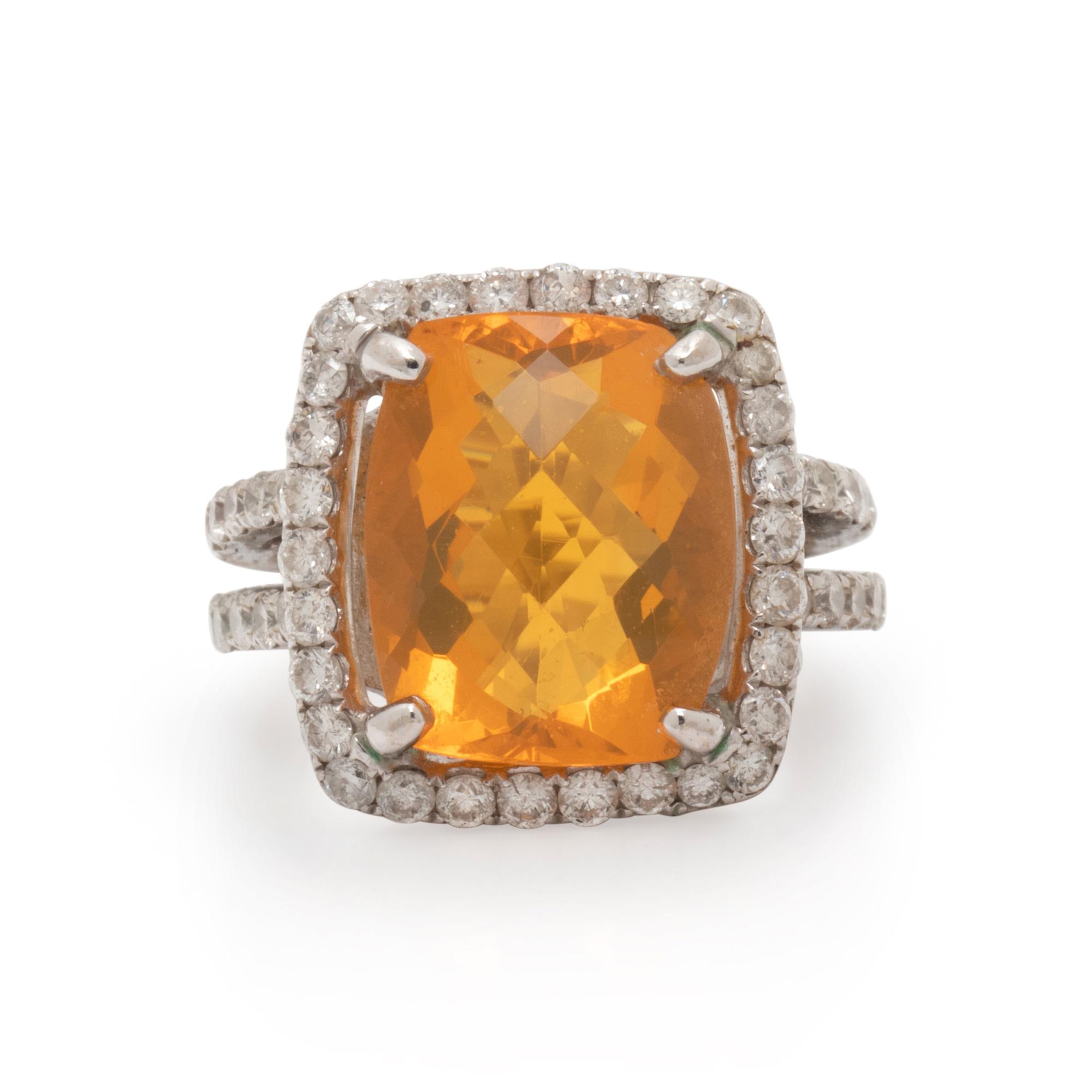 FIRE OPAL AND DIAMOND RING