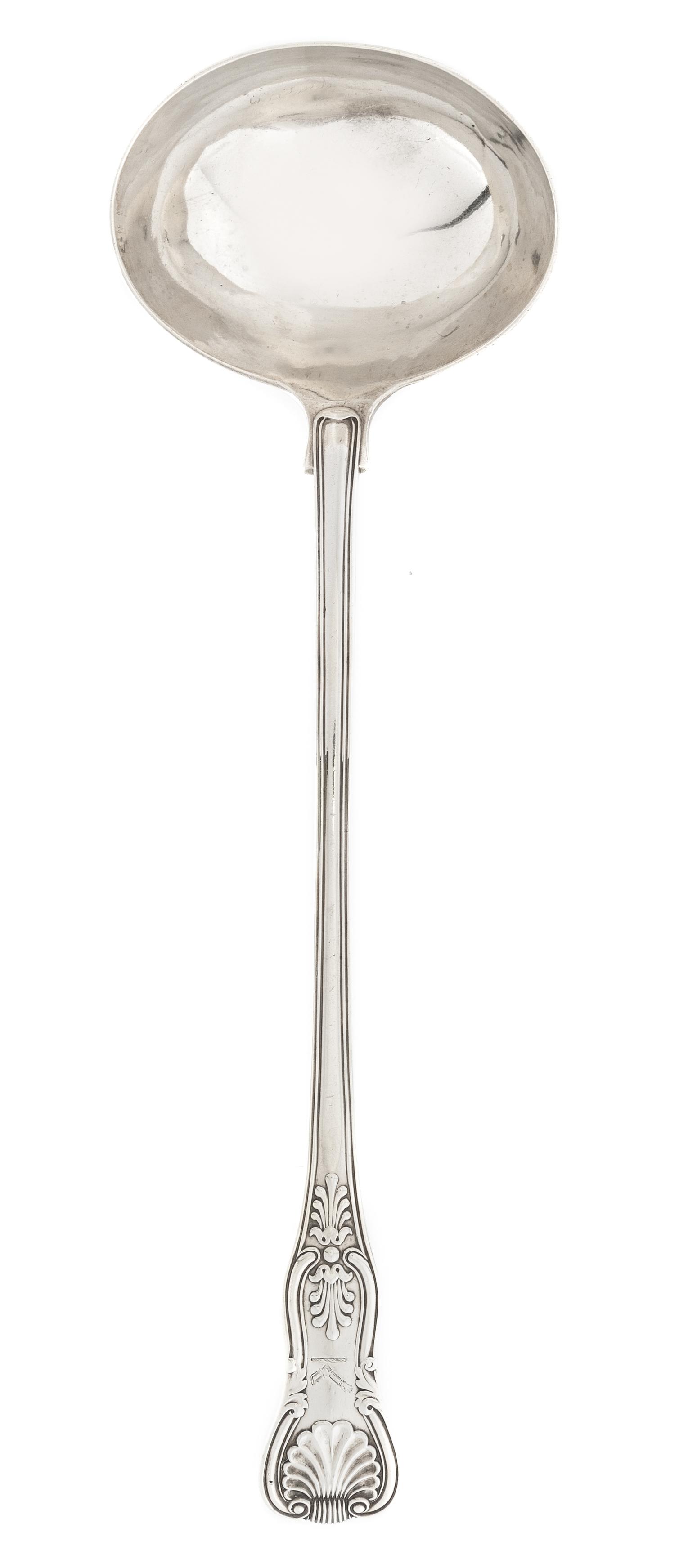 A William IV Silver Ladle, Mary Chawner, London, 1835, having a rocaille and S-scroll decorated handle.