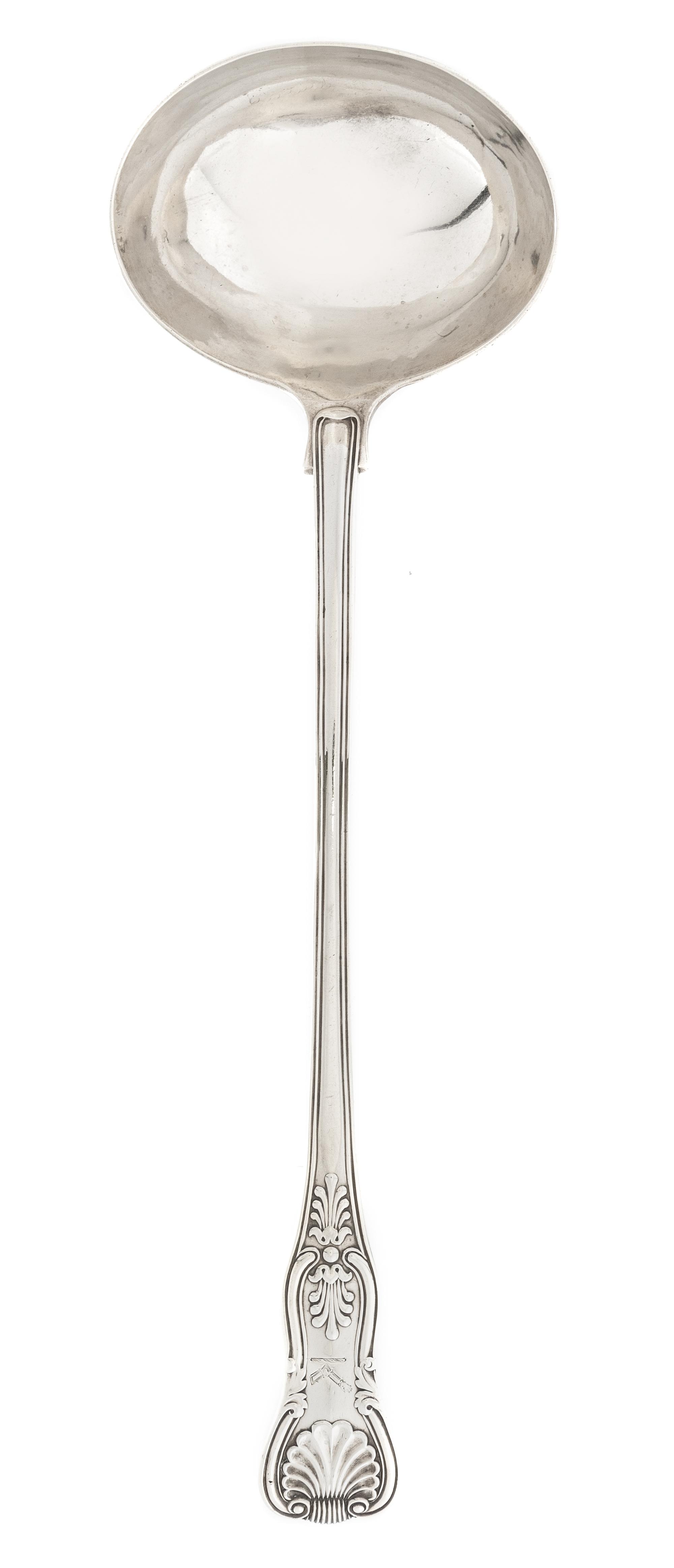 A William IV Silver Ladle, Mary Chawner, London, 1835, having a rocaille and S-scroll decorated handle.