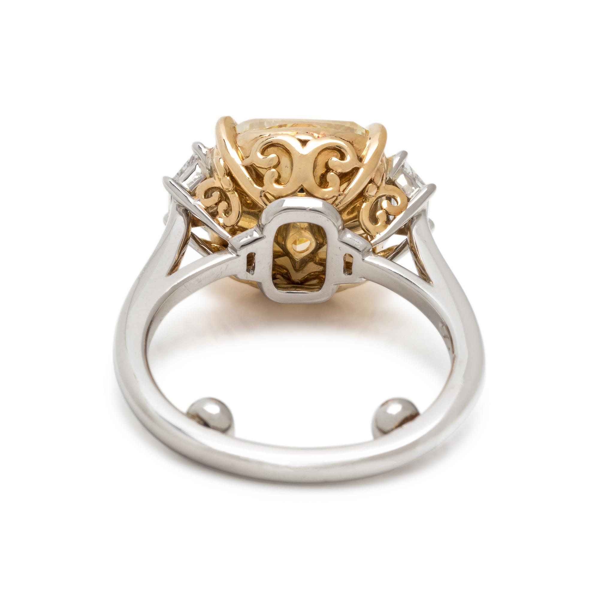 FOREVERMARK, FANCY YELLOW DIAMOND AND DIAMOND RING