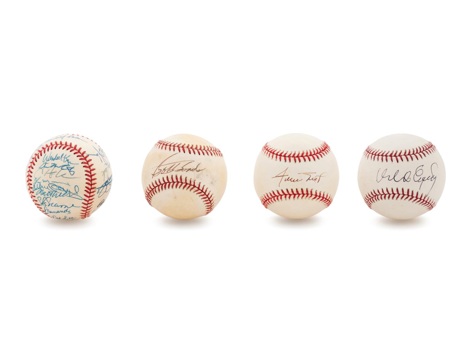 A Group of Four San Francisco Giants Signed Baseballs Including Barry Bonds (1996 Team Signed), Bobby Bonds, Orlando Cepeda and Willie Mays