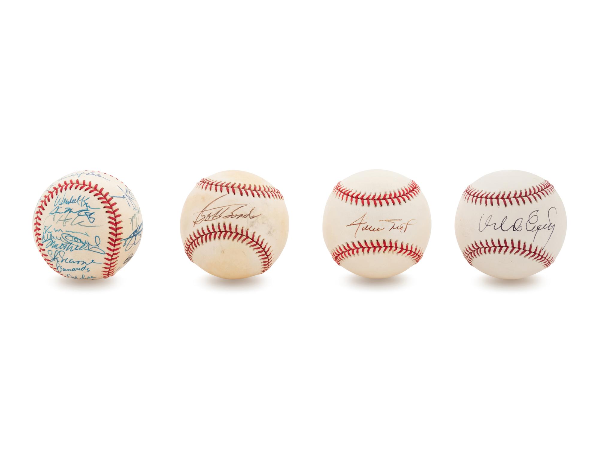 A Group of Four San Francisco Giants Signed Baseballs Including Barry Bonds (1996 Team Signed), Bobby Bonds, Orlando Cepeda and Willie Mays