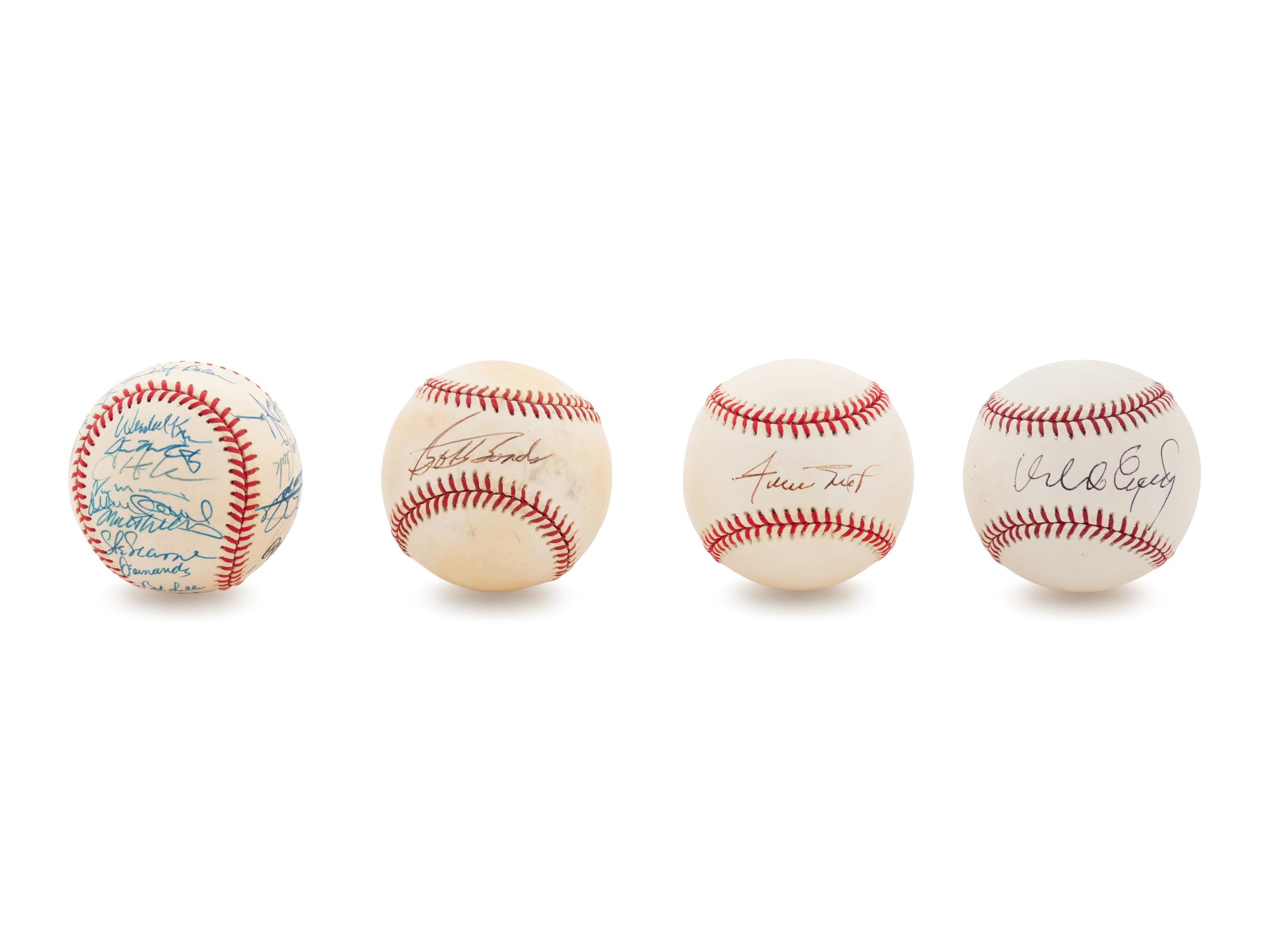 A Group of Four San Francisco Giants Signed Baseballs Including Barry Bonds (1996 Team Signed), Bobby Bonds, Orlando Cepeda and Willie Mays