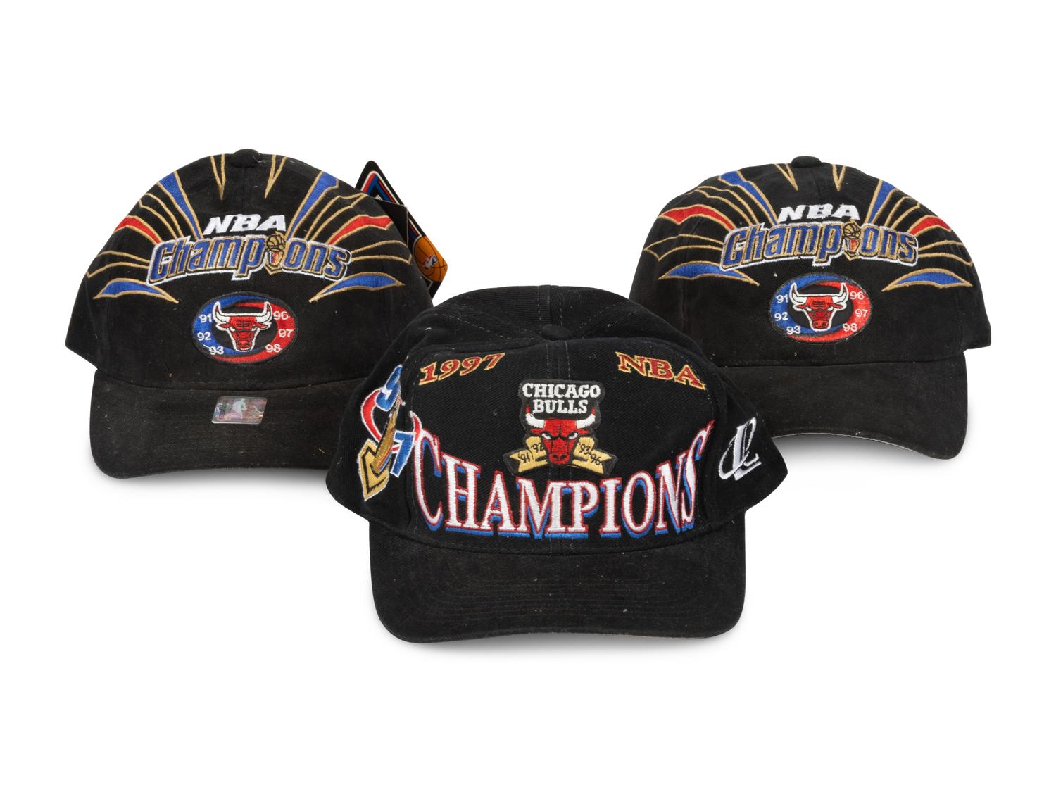 A Group of 10 Vintage Snapback Chicago Bulls Hats from the Collection of Sports Super Agent Steve Zucker,