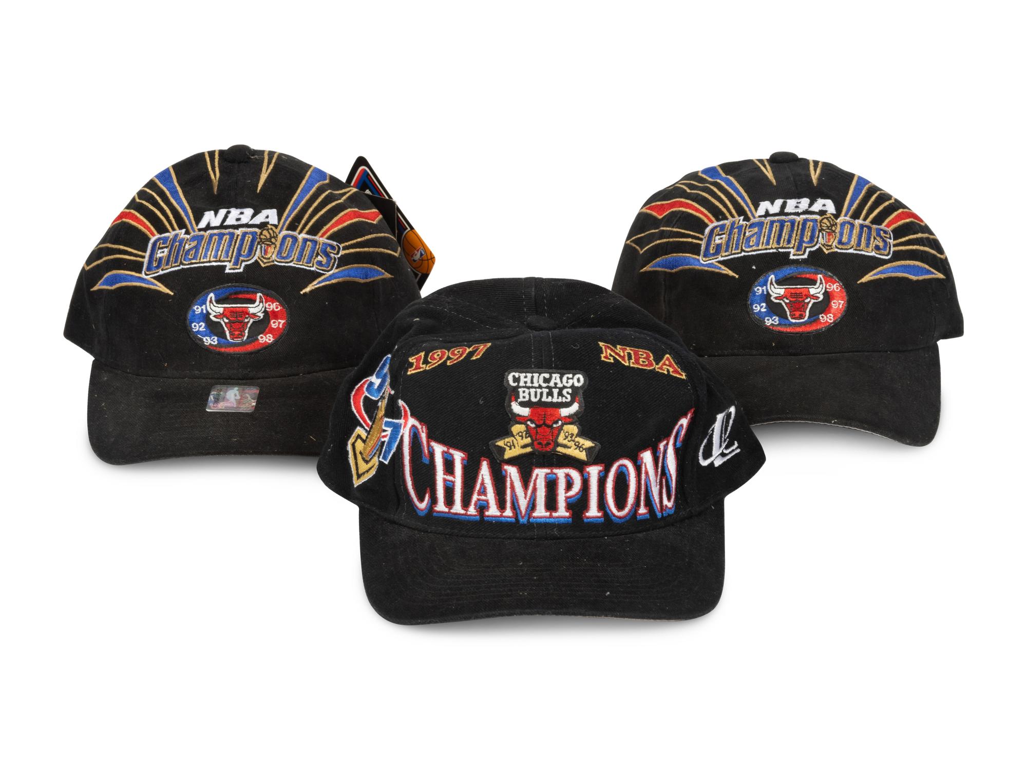 A Group of 10 Vintage Snapback Chicago Bulls Hats from the Collection of Sports Super Agent Steve Zucker,