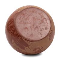 Redware Sgraffito Pottery Seed Jar, with Ducks