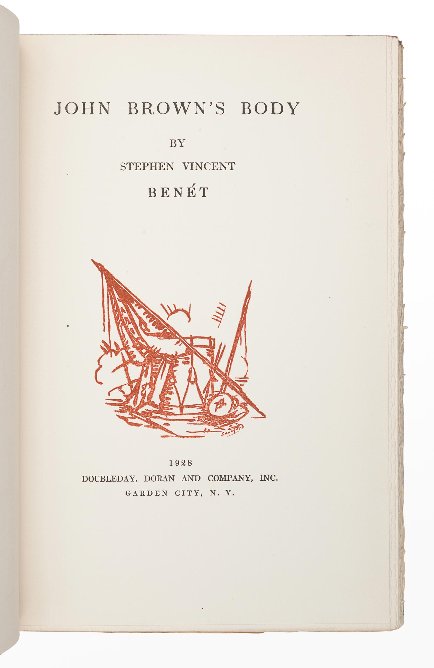BENET, Stephen Vincent (1898-1943). John Brown’s Body . Garden City: Doubleday, Doran and Company, Inc., 1928.