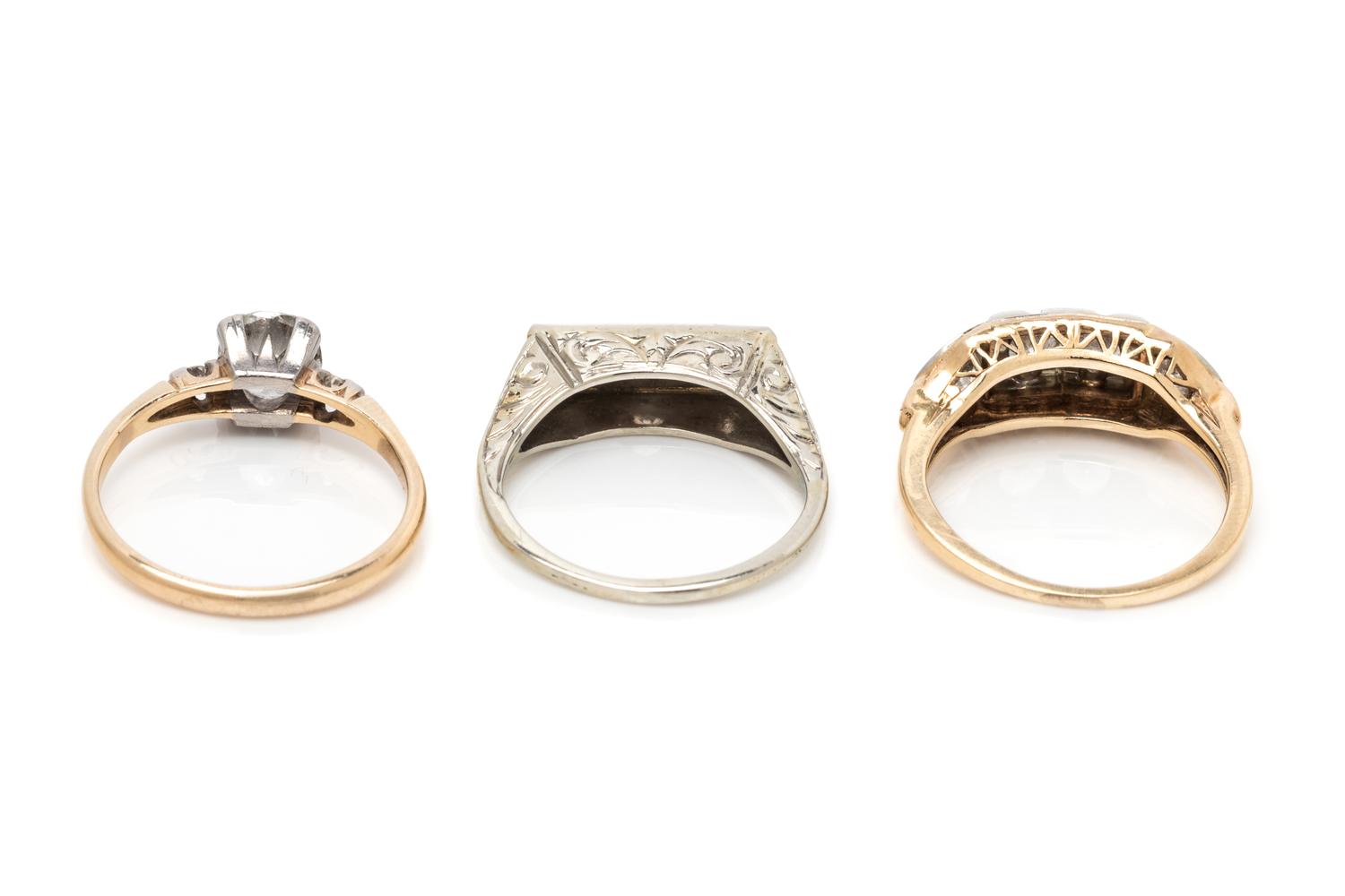 COLLECTION OF GOLD AND DIAMOND RINGS
