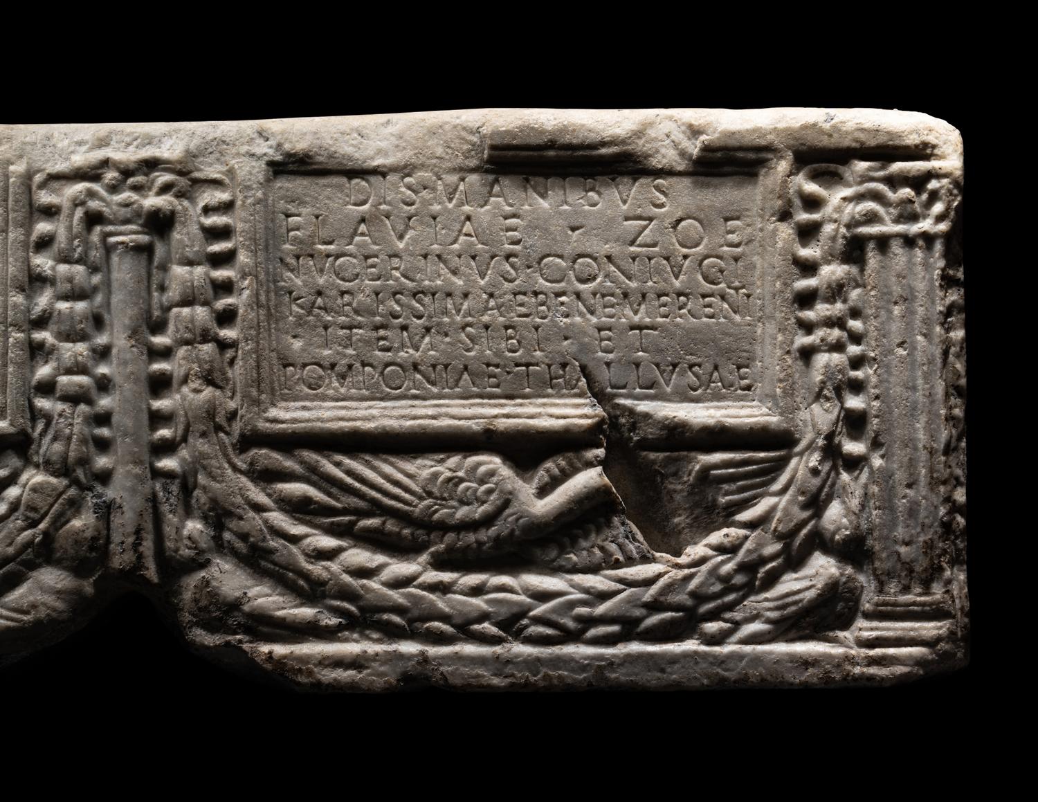 A Roman Marble Double Cinerary Urn of Flavia Zoe and her Family