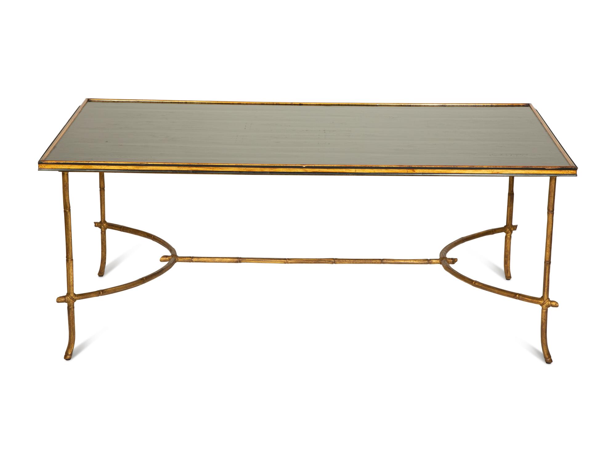 A Gilt Metal Faux Bamboo Cocktail Table