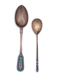 Two Russian Silver and Enamel Spoons