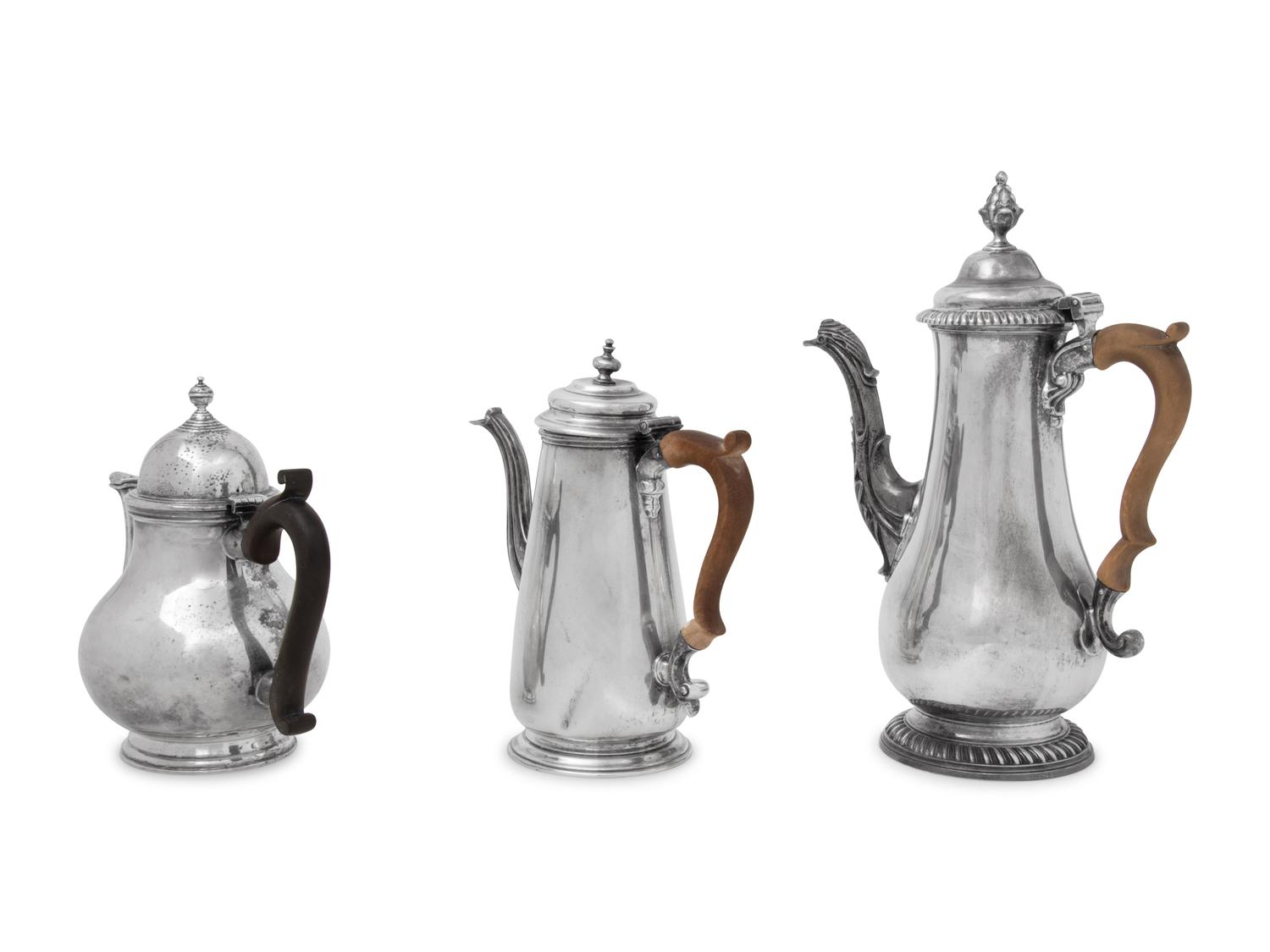 Three English Silver Teapots