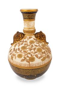 A Fine American Aesthetic Gilt-Decorated Earthenware Vase — FAIENCE MANUFACTURING COMPANY, GREENPOINT, NEW YORK, 1886-1890