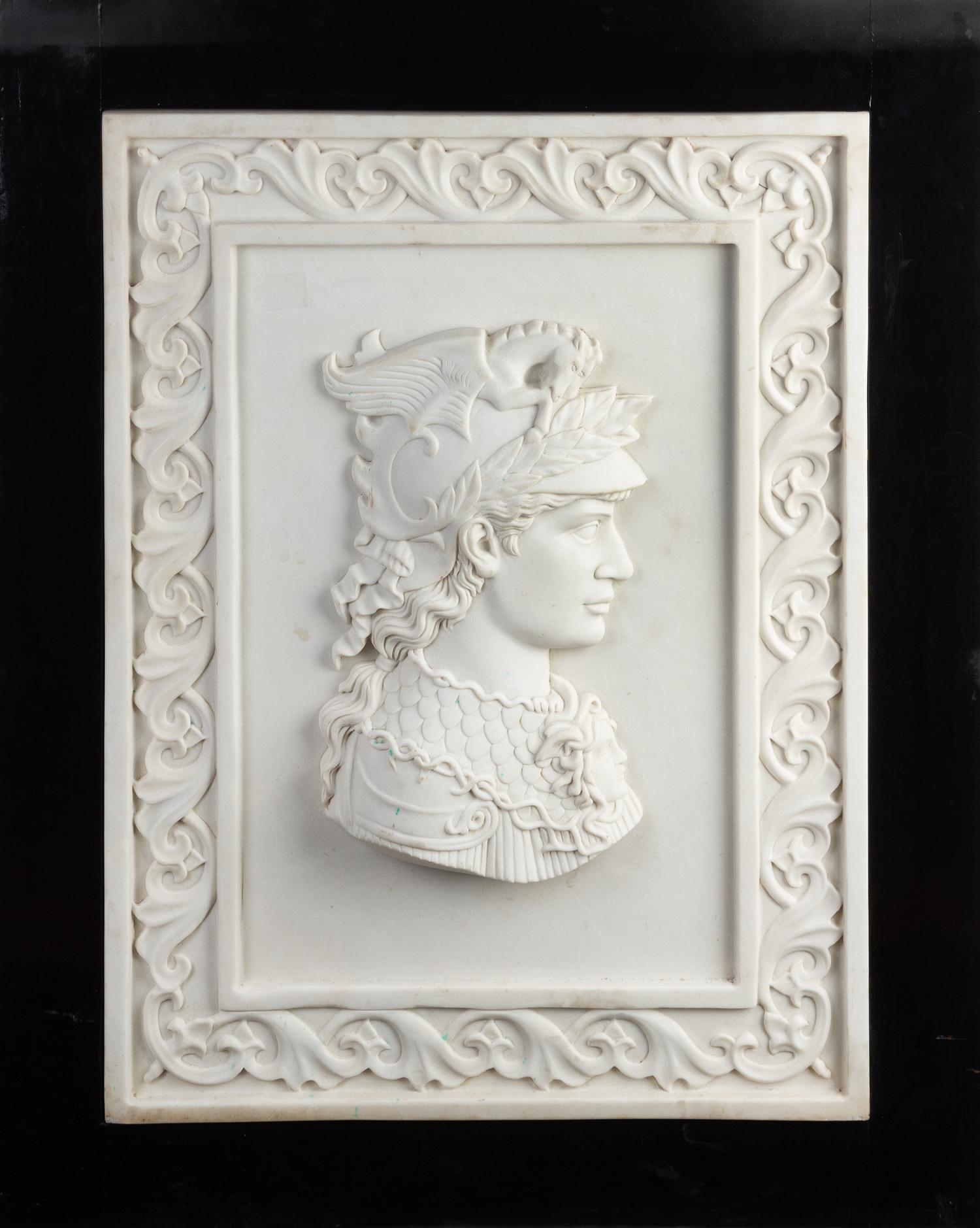A Pair of Italian Carved Marble Profile Plaques Height 27 5/8 x width 20 7/8 inches. — 20TH CENTURY