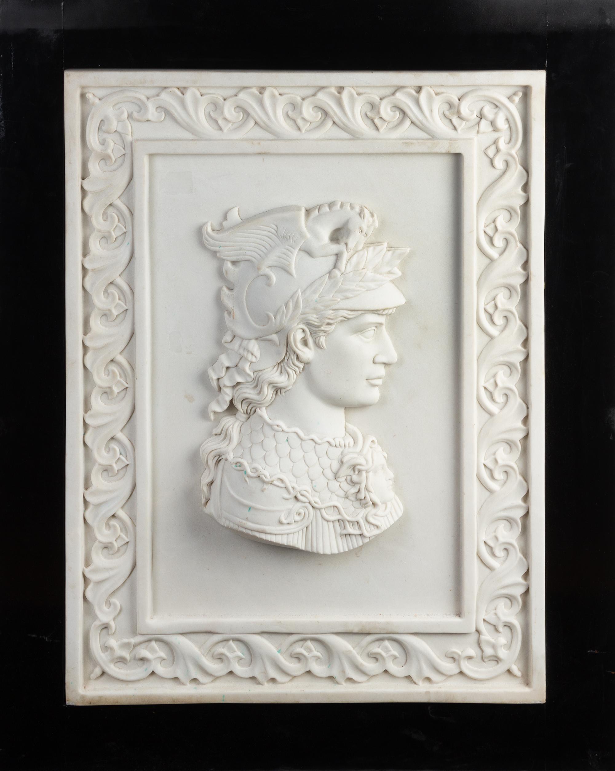A Pair of Italian Carved Marble Profile Plaques Height 27 5/8 x width 20 7/8 inches. — 20TH CENTURY