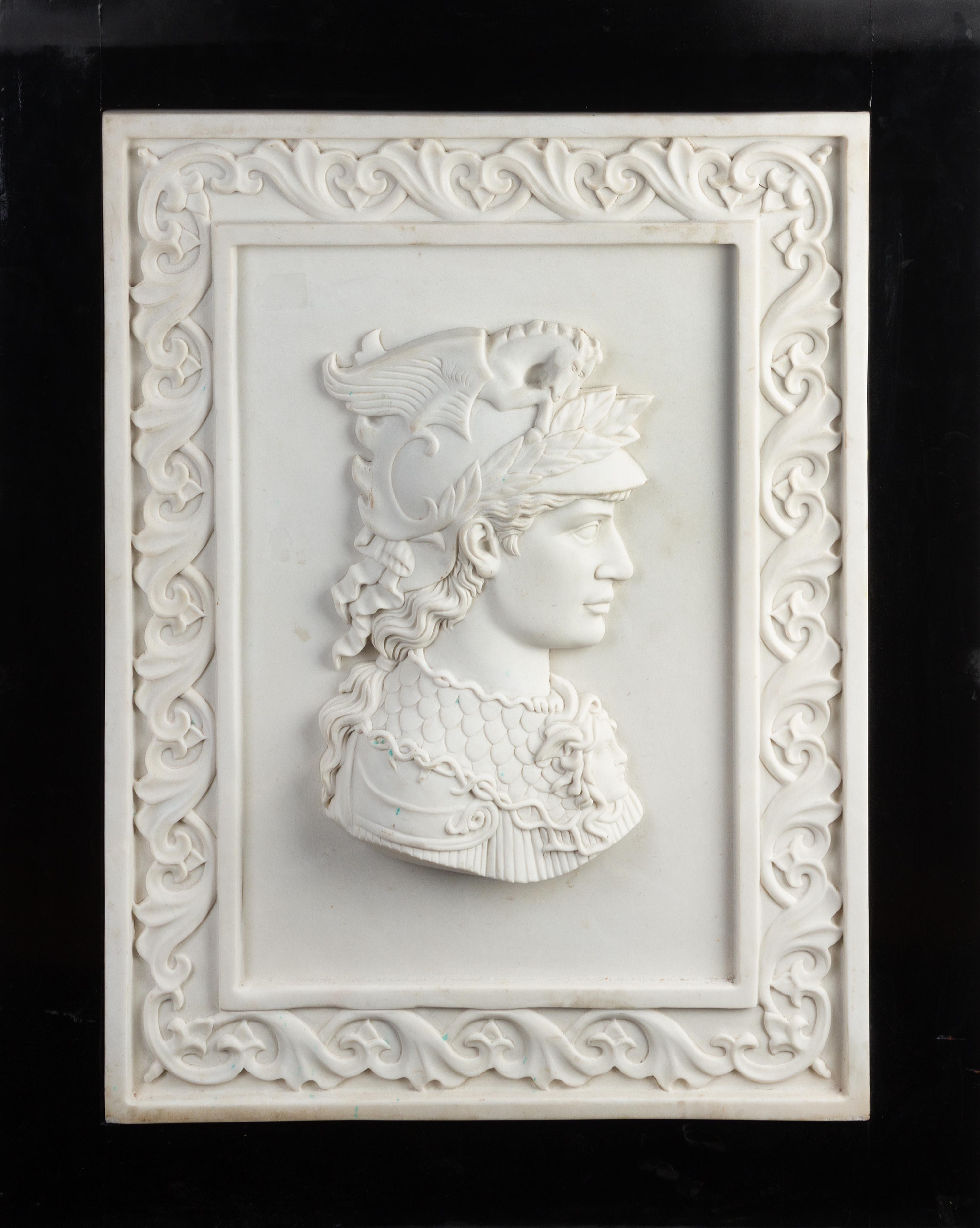 A Pair of Italian Carved Marble Profile Plaques Height 27 5/8 x width 20 7/8 inches. — 20TH CENTURY