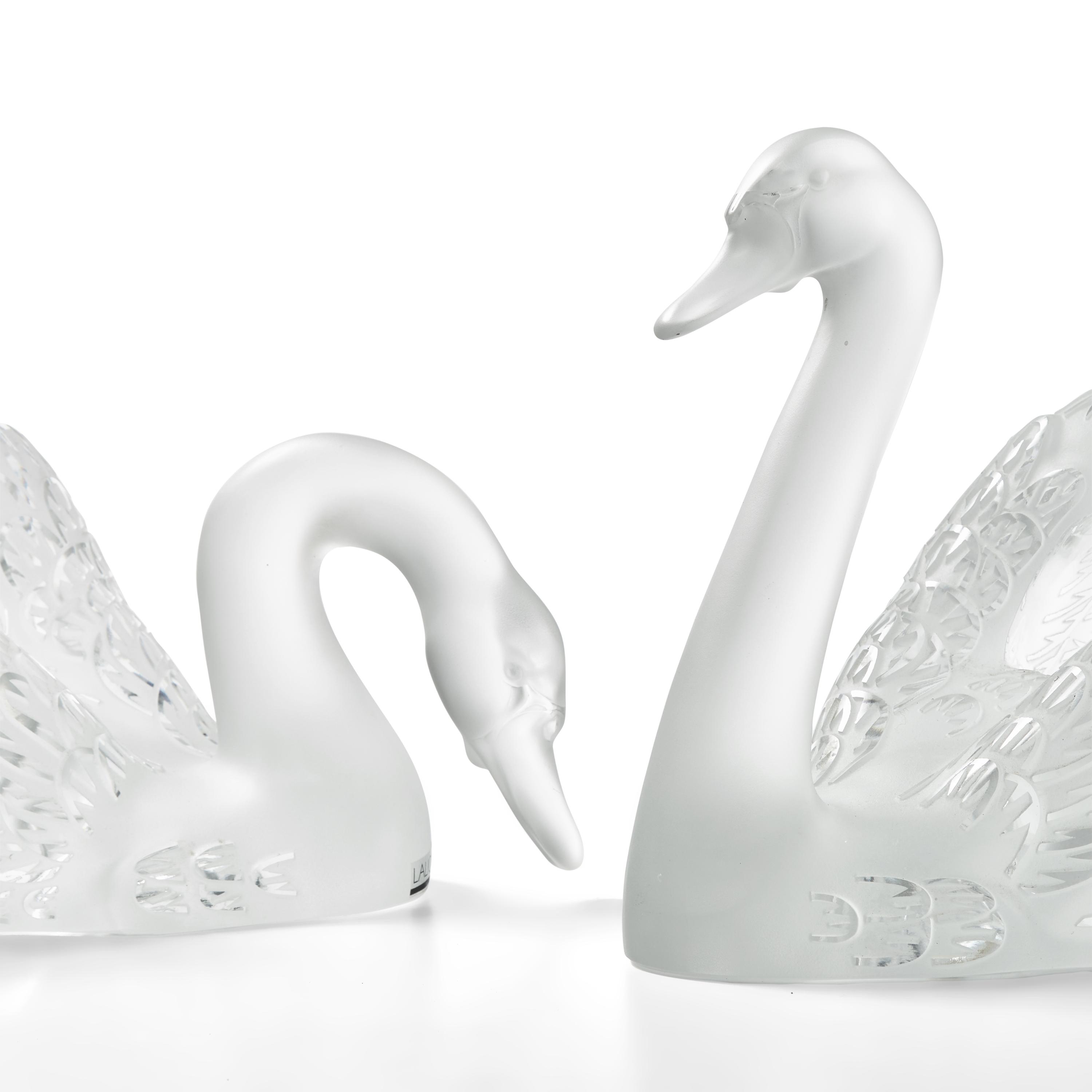 René Lalique (French, 1960–1945) — Two Cygne sculptures