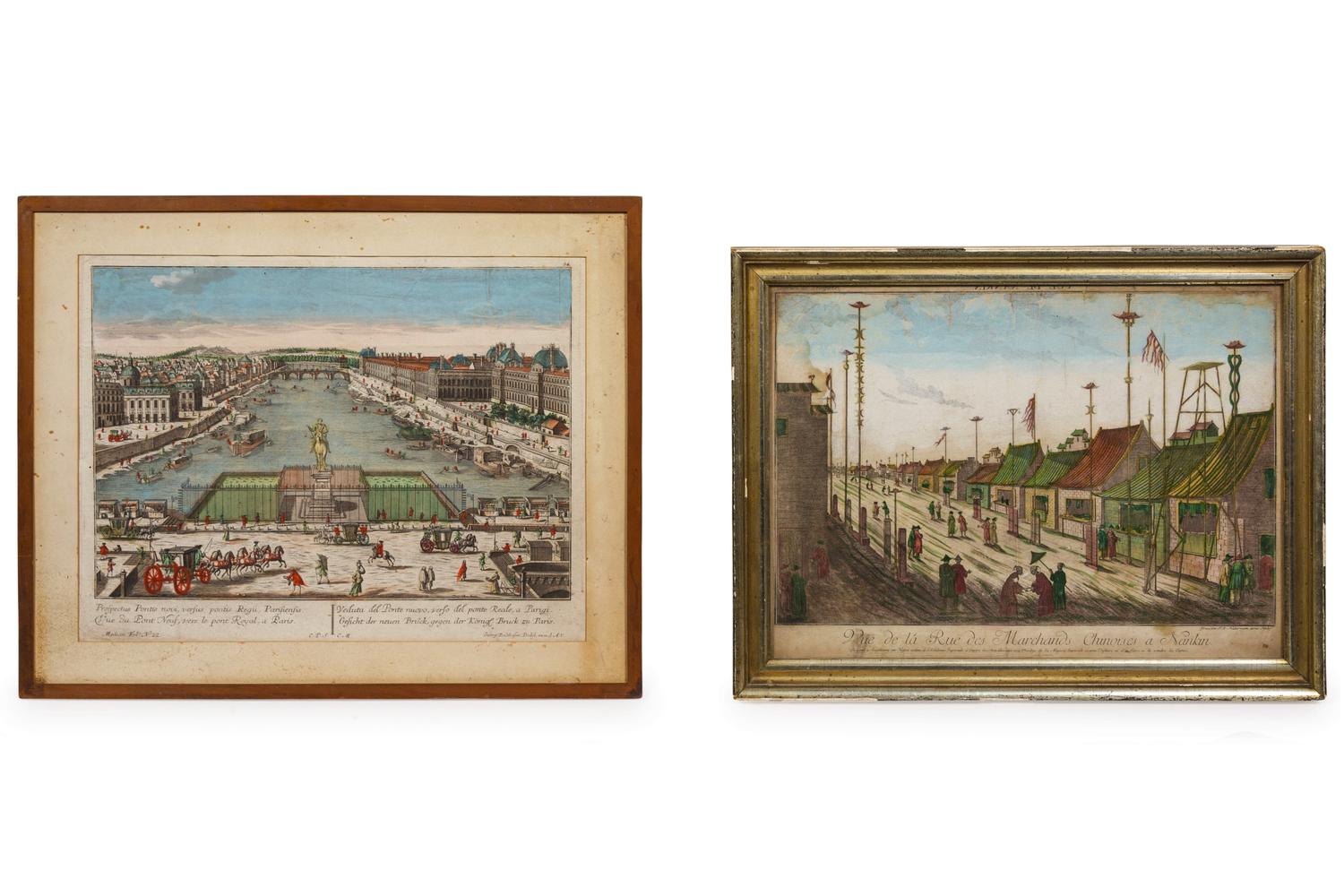 Two Handcolored Engravings