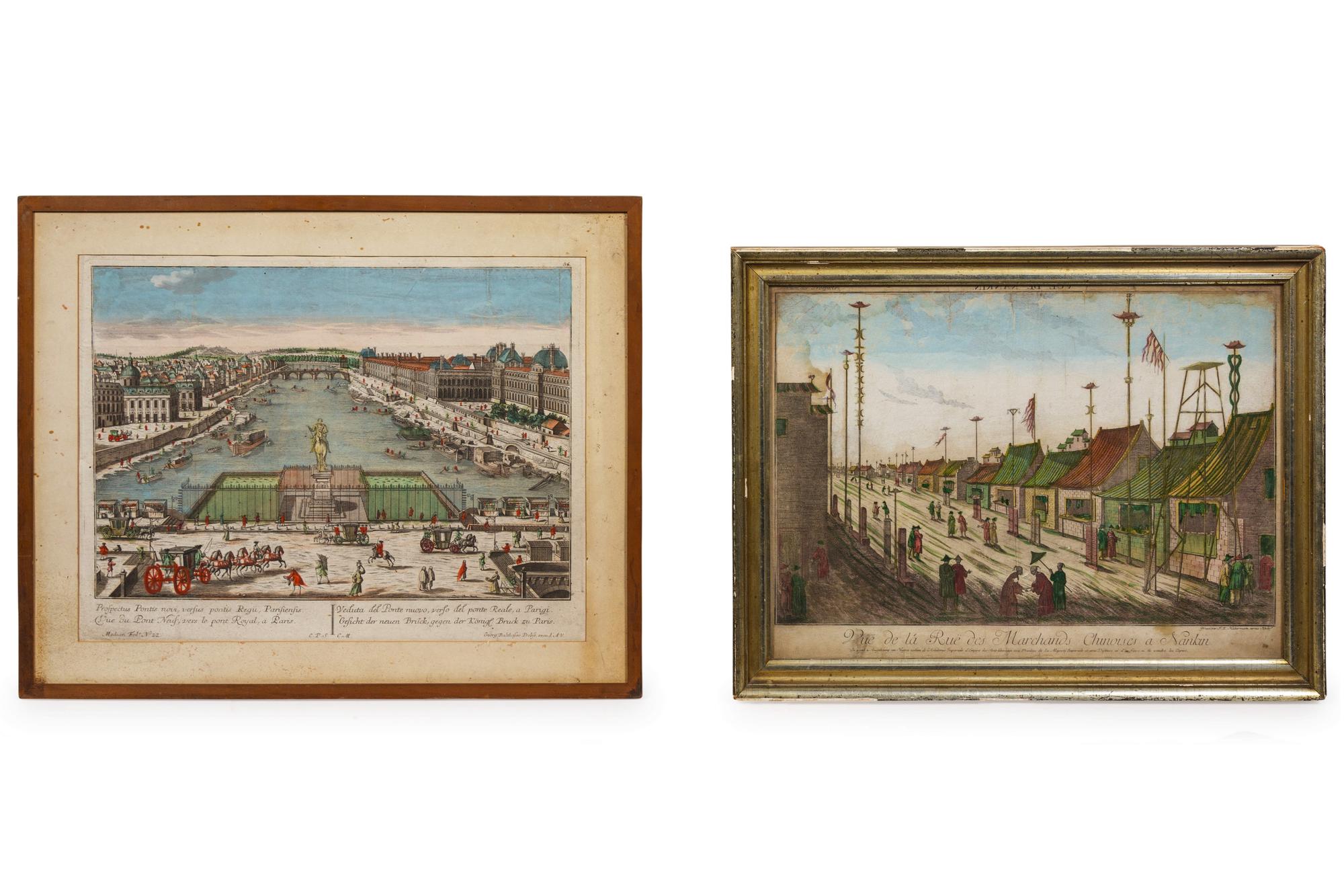 Two Handcolored Engravings