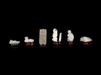 Seven Chinese Carved Jade Figures of Animals