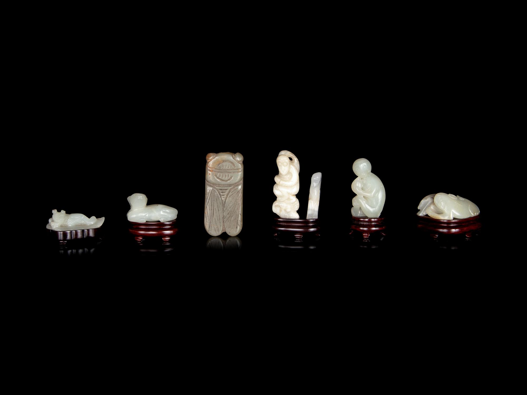 Seven Chinese Carved Jade Figures of Animals