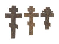 Five Russian Cast Bronze Crosses