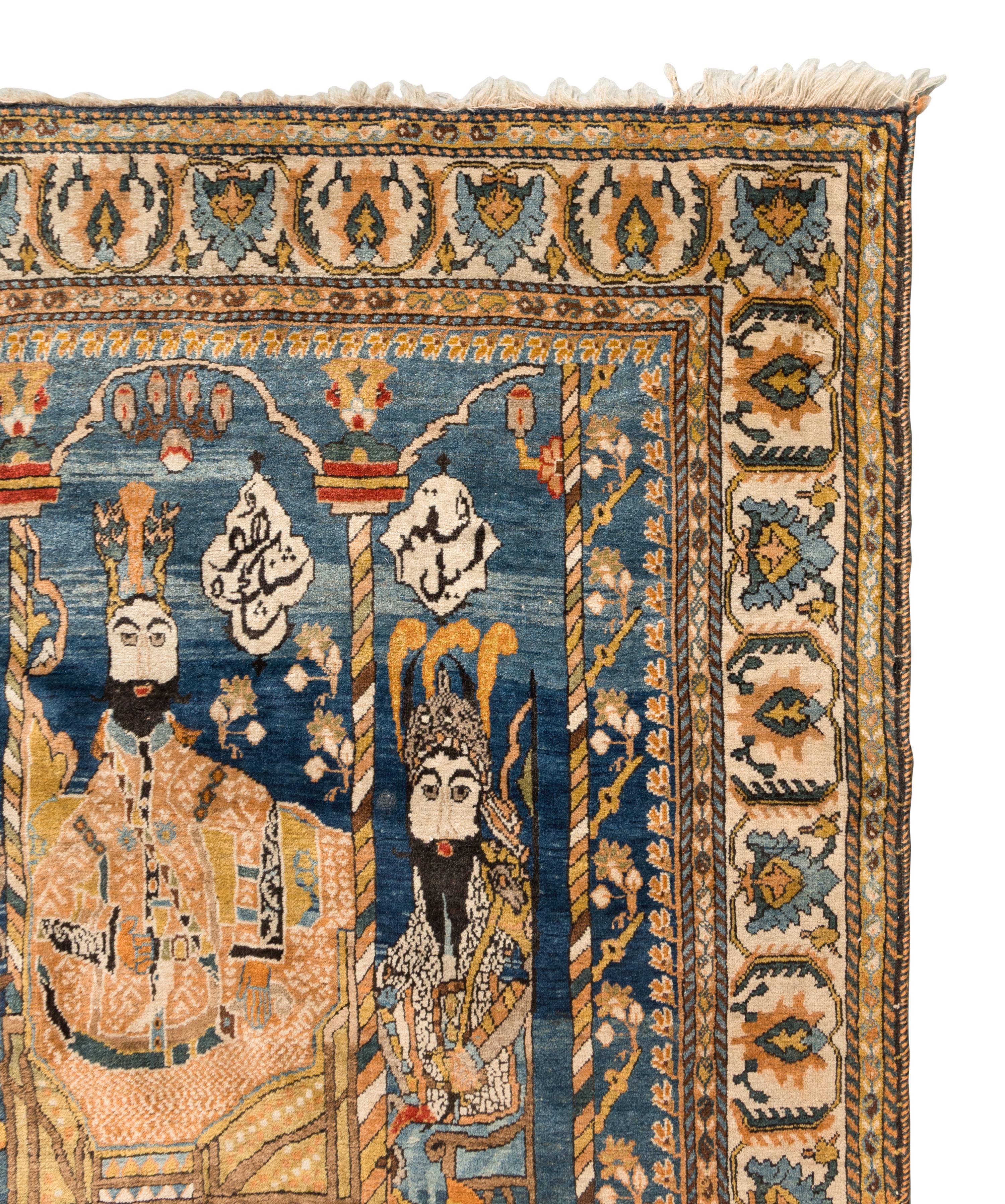 A Qashqai Houshang Shah Pictorial Rug