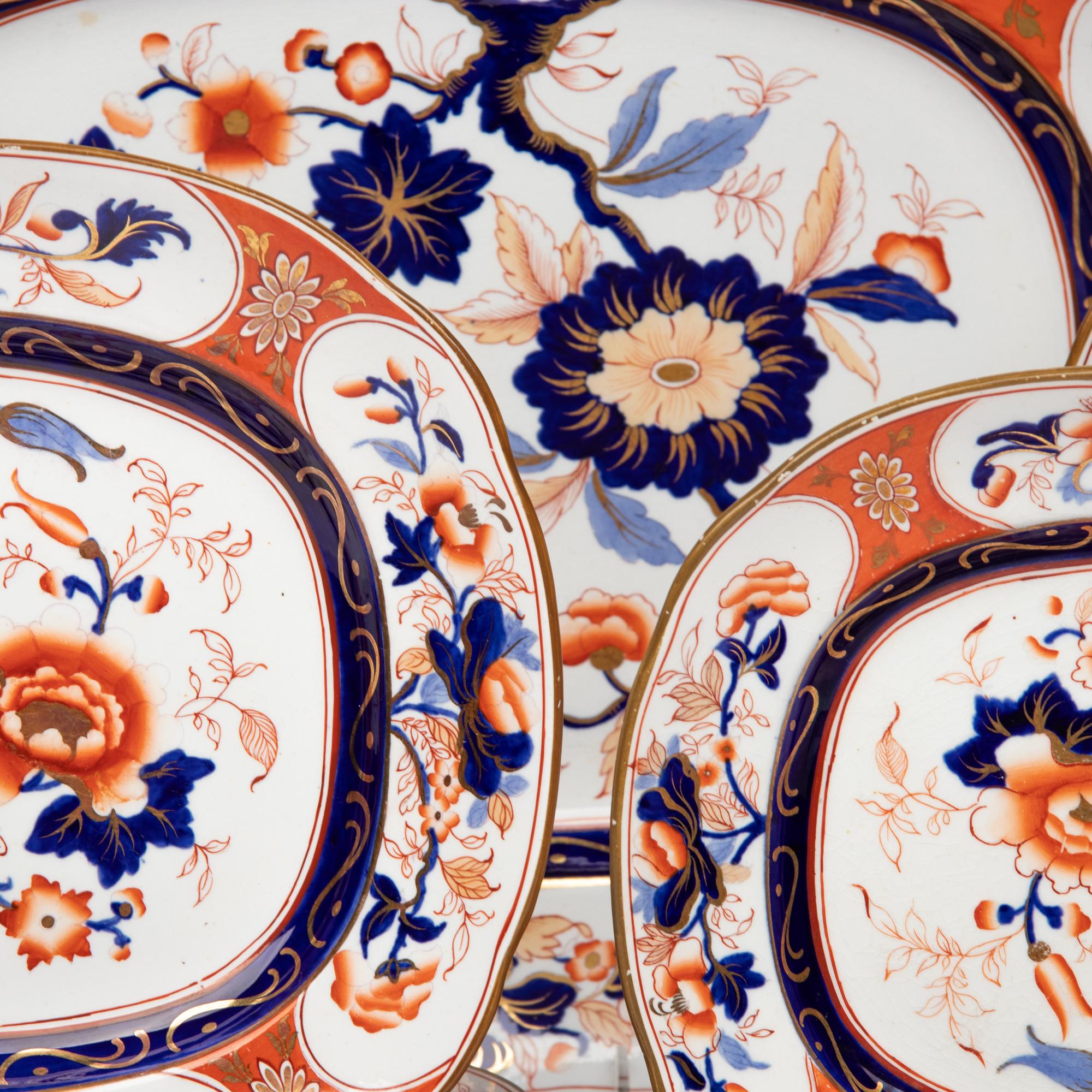 A Set of Eleven English Imari Palette Ironstone Platters