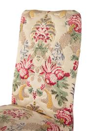 A Pair of Queen Anne Style Side Chairs with Chintz Upholstery