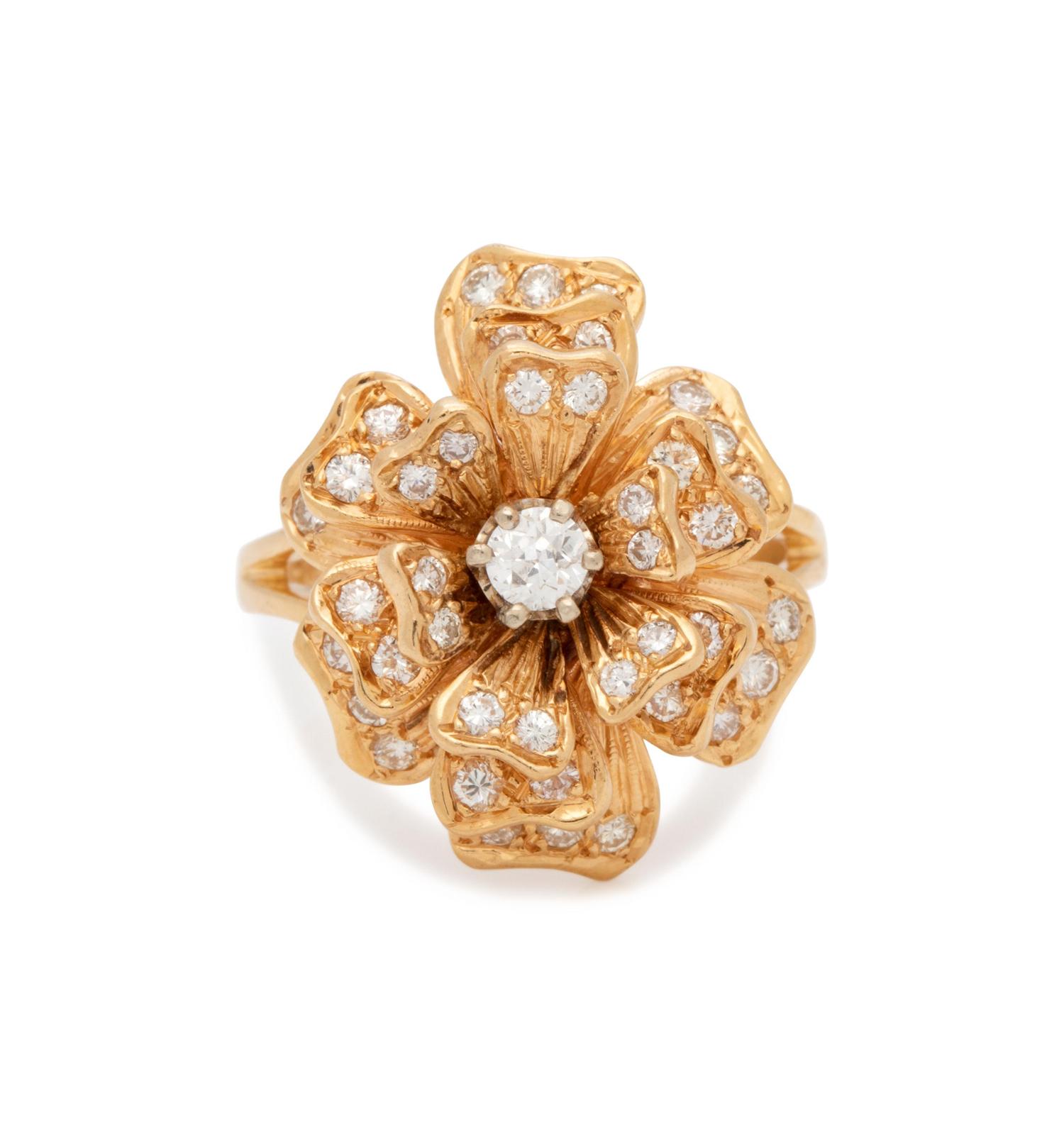 DIAMOND FLOWER MOTIF RING