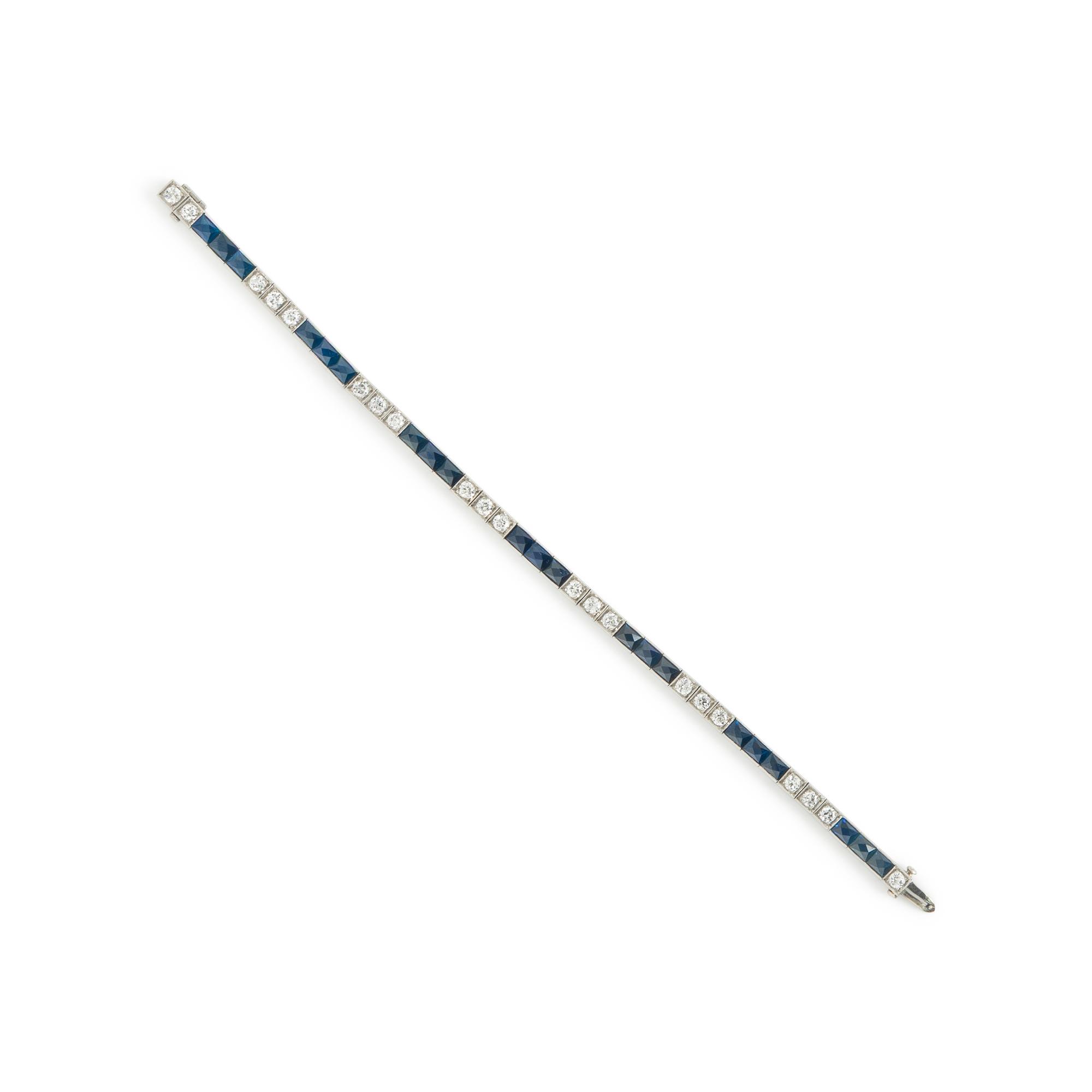 Sapphire and Diamond Line Bracelet