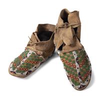 Sioux Beaded Buffalo Hide Hightop Moccasins