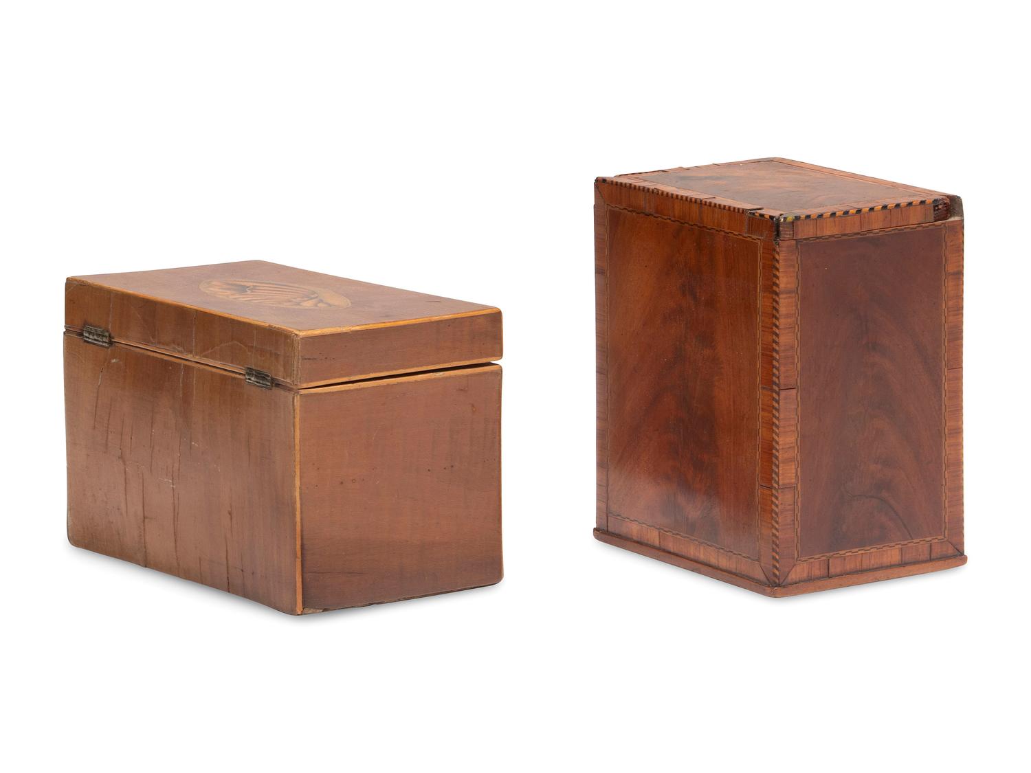 Two English Mahogany Tea Caddies