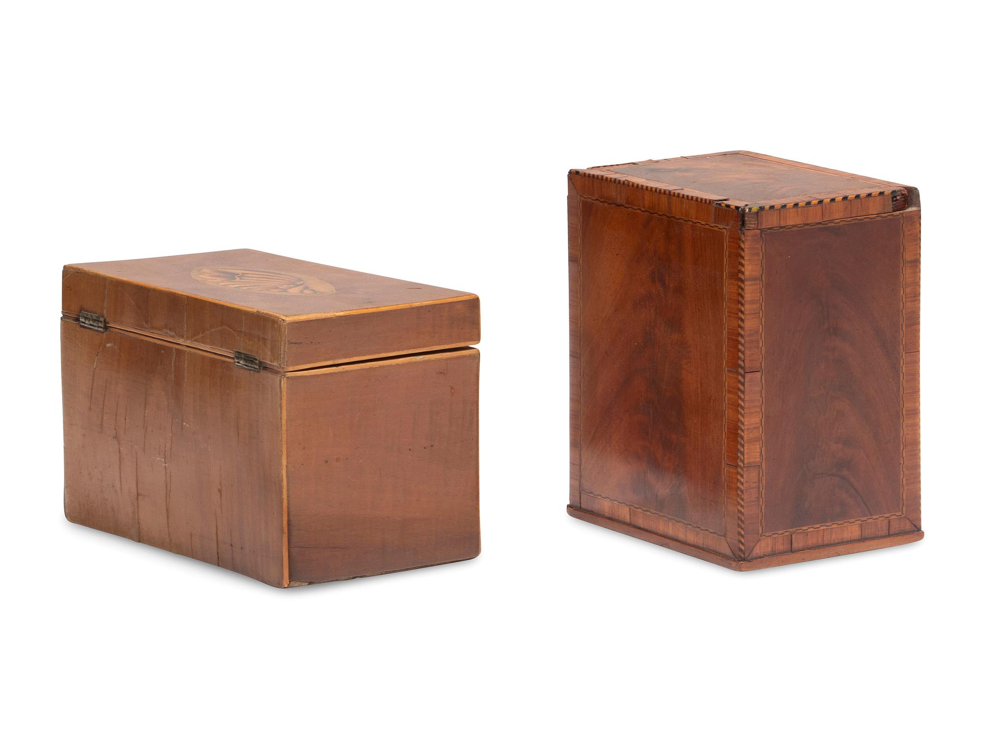 Two English Mahogany Tea Caddies