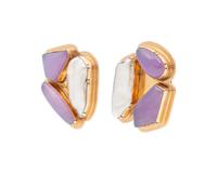 14k Gold Earrings, with Inlaid Stones