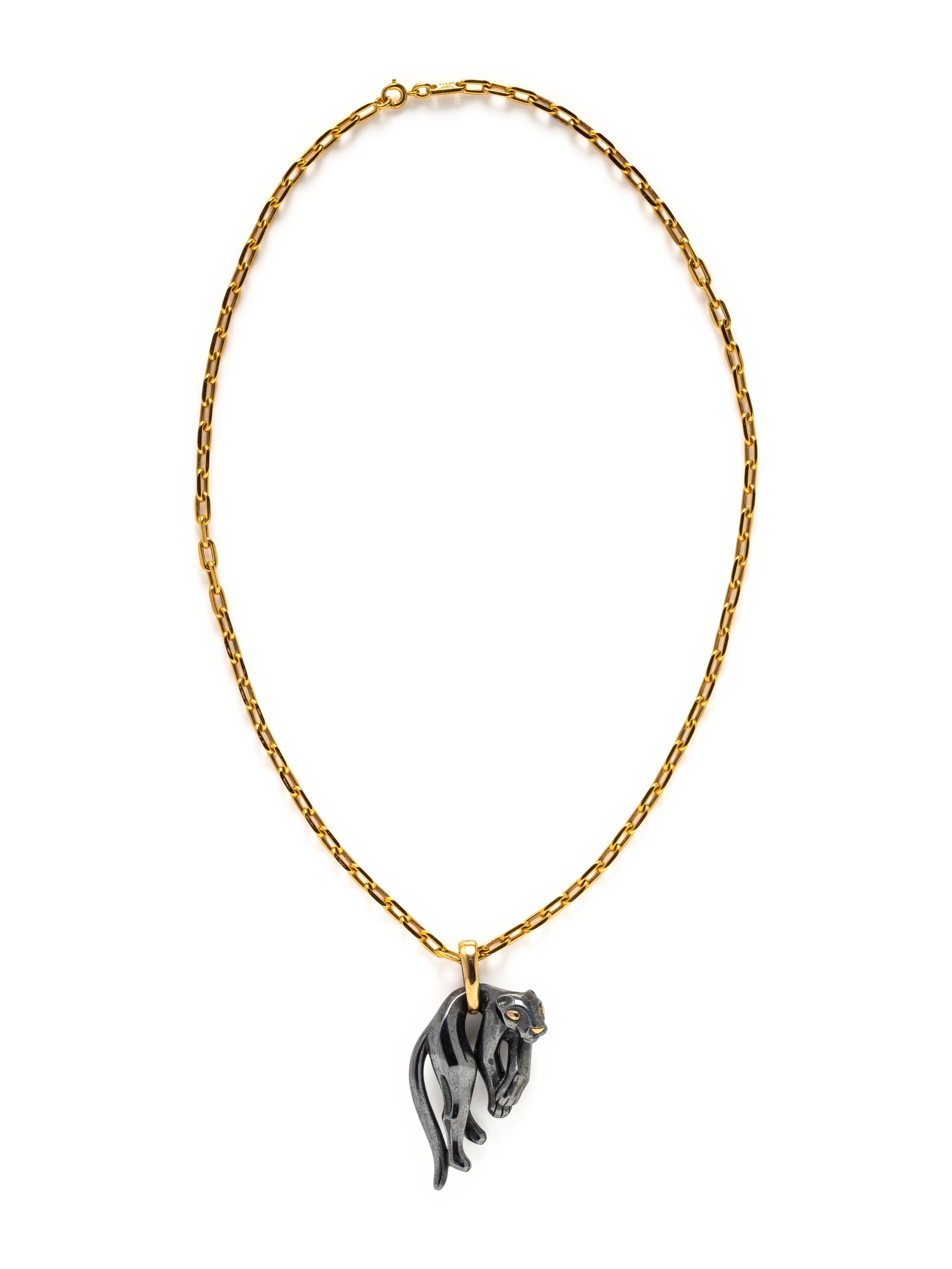 CARTIER, YELLOW GOLD AND SILVERIUM 'PANTHÈRE' NECKLACE