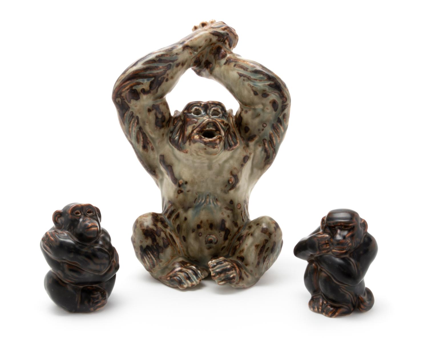 Three Monkey Figures Royal Copenhagen, Denmark