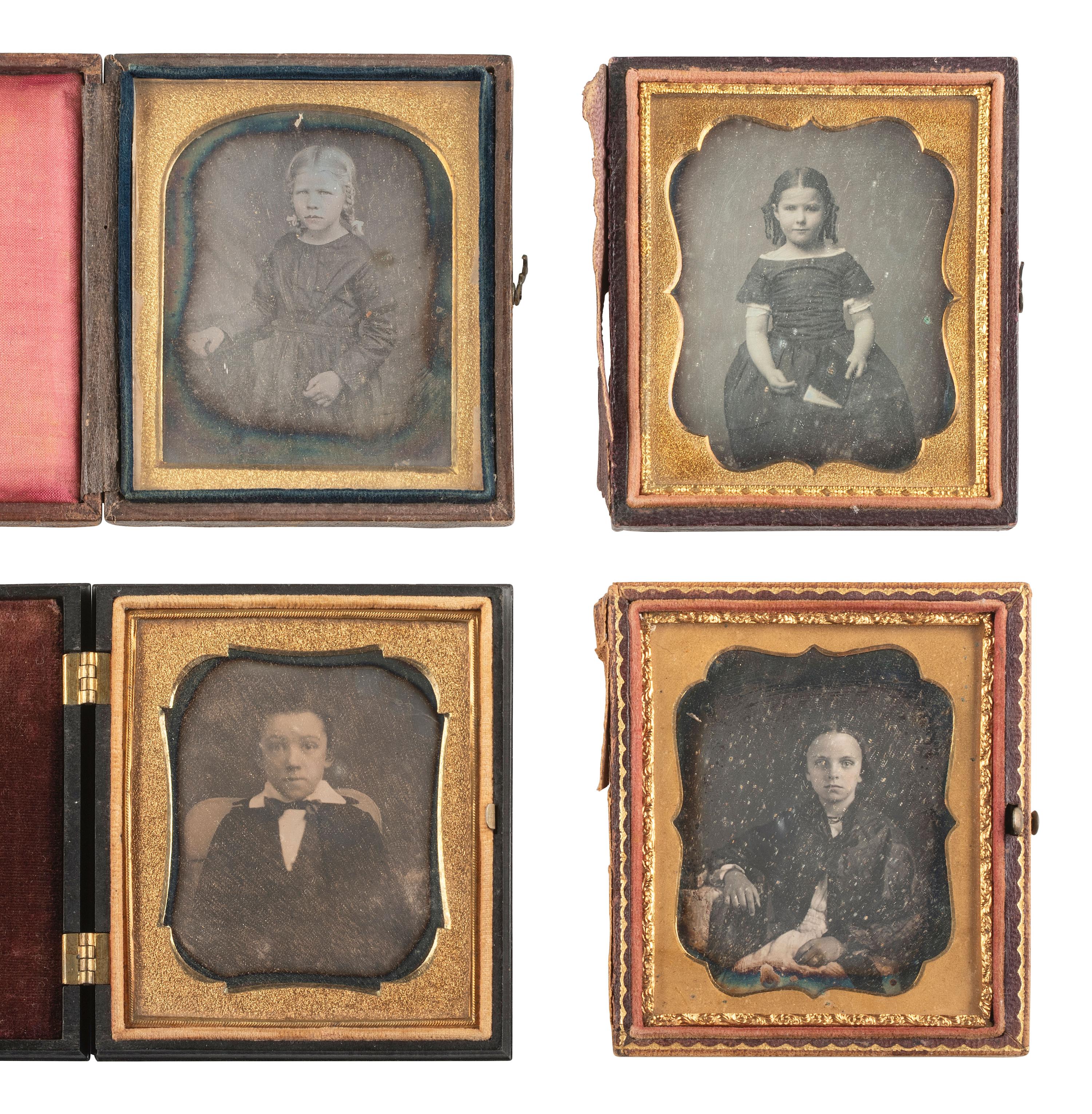 [EARLY PHOTOGRAPHY]. 21 sixth plate daguerreotypes of children.