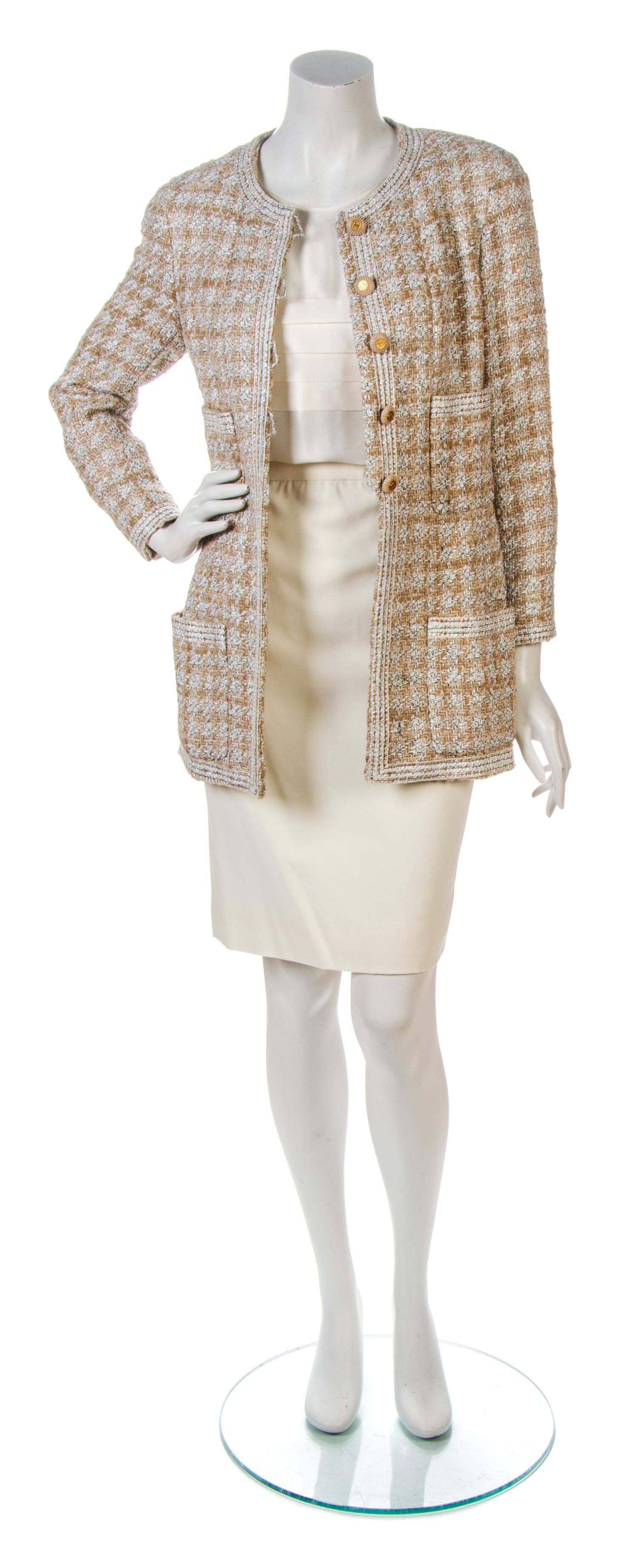 A Chanel Beige and Ivory Wool Tweed Jacket,