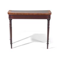 A Late George III Inlaid and Turned Mahogany Game Table