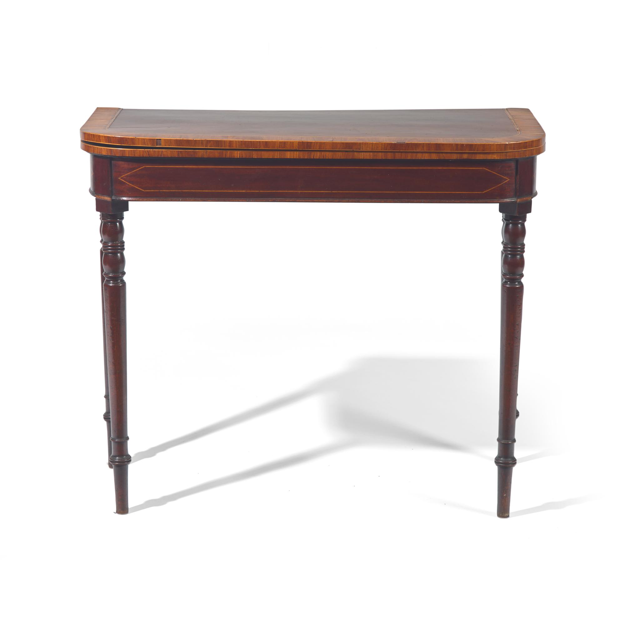 A Late George III Inlaid and Turned Mahogany Game Table