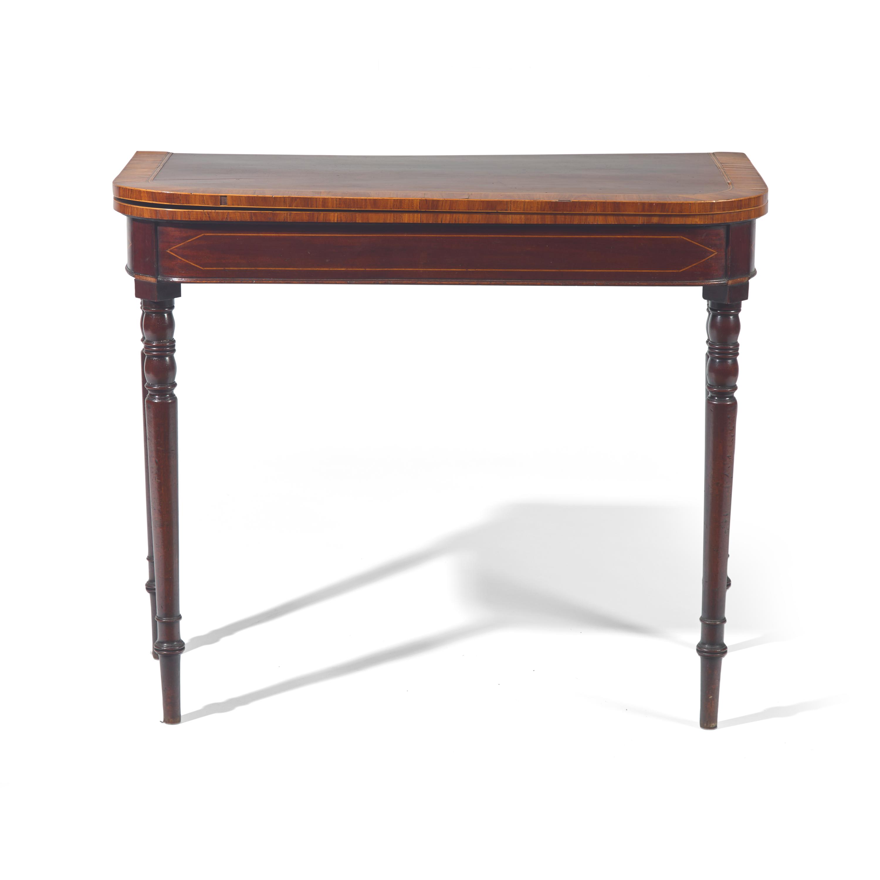 A Late George III Inlaid and Turned Mahogany Game Table