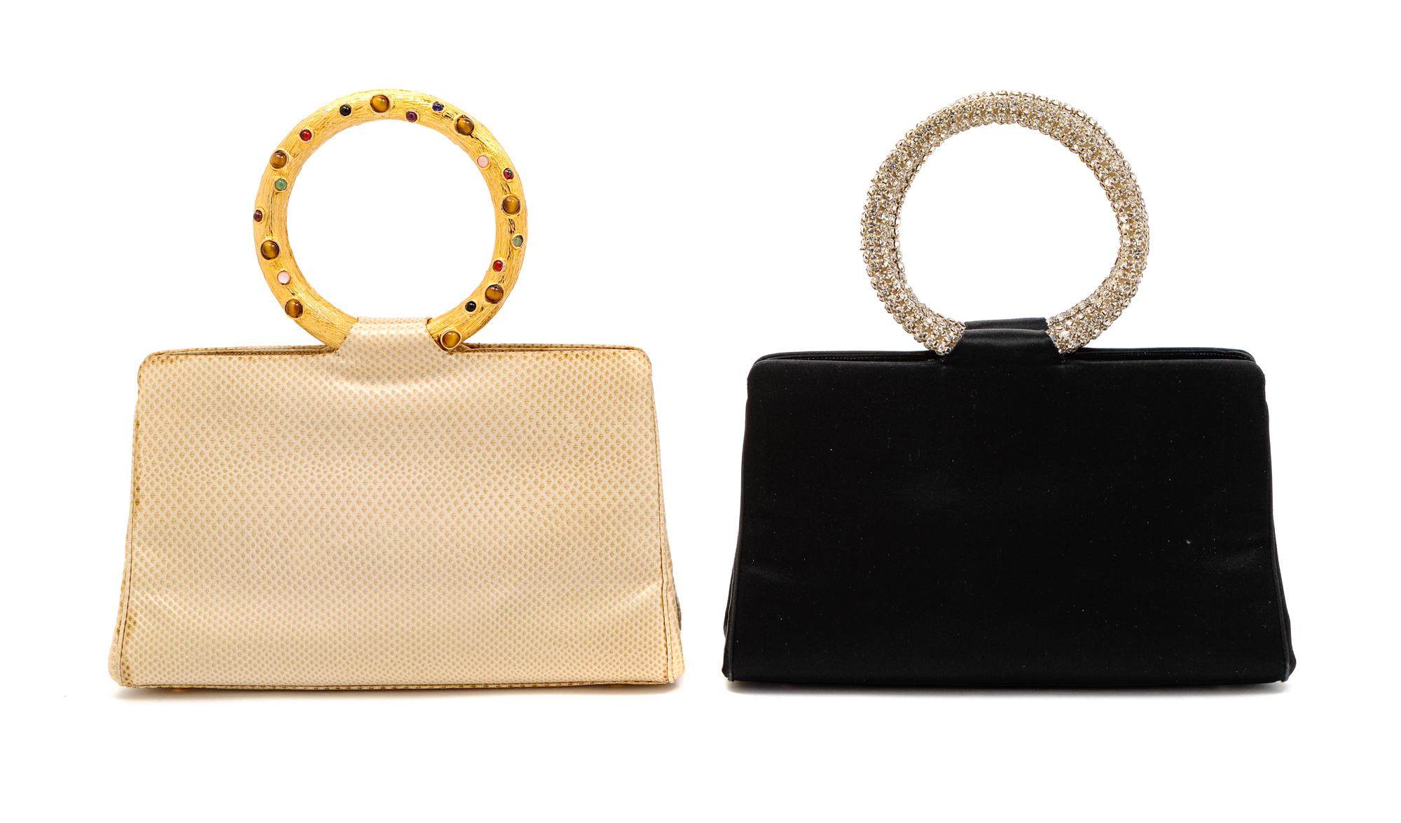 Two Judith Leiber bags With Circular Handle