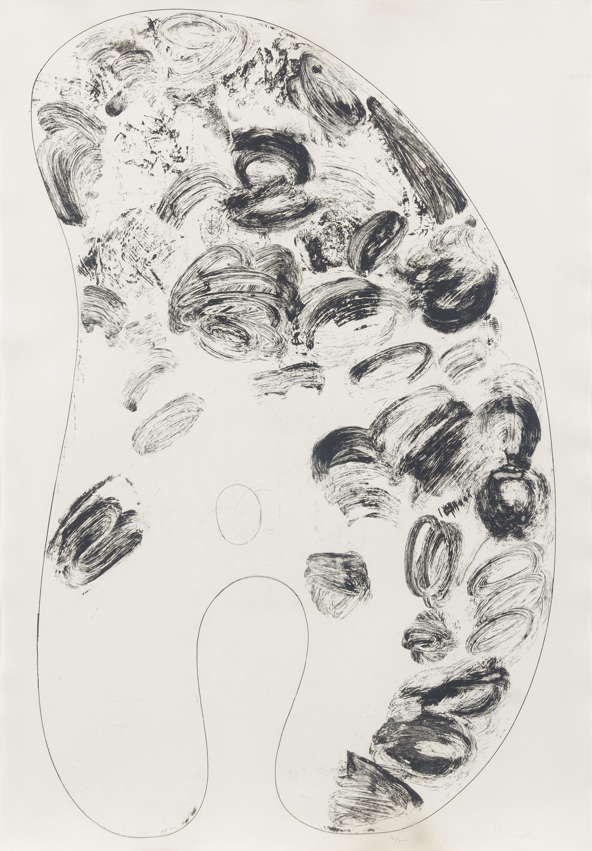 Jim Dine, (American, b. 1935), Four Pallettes, 1969 (the complete set of one wood multiple, one screenprint on Kromecote card, one etch