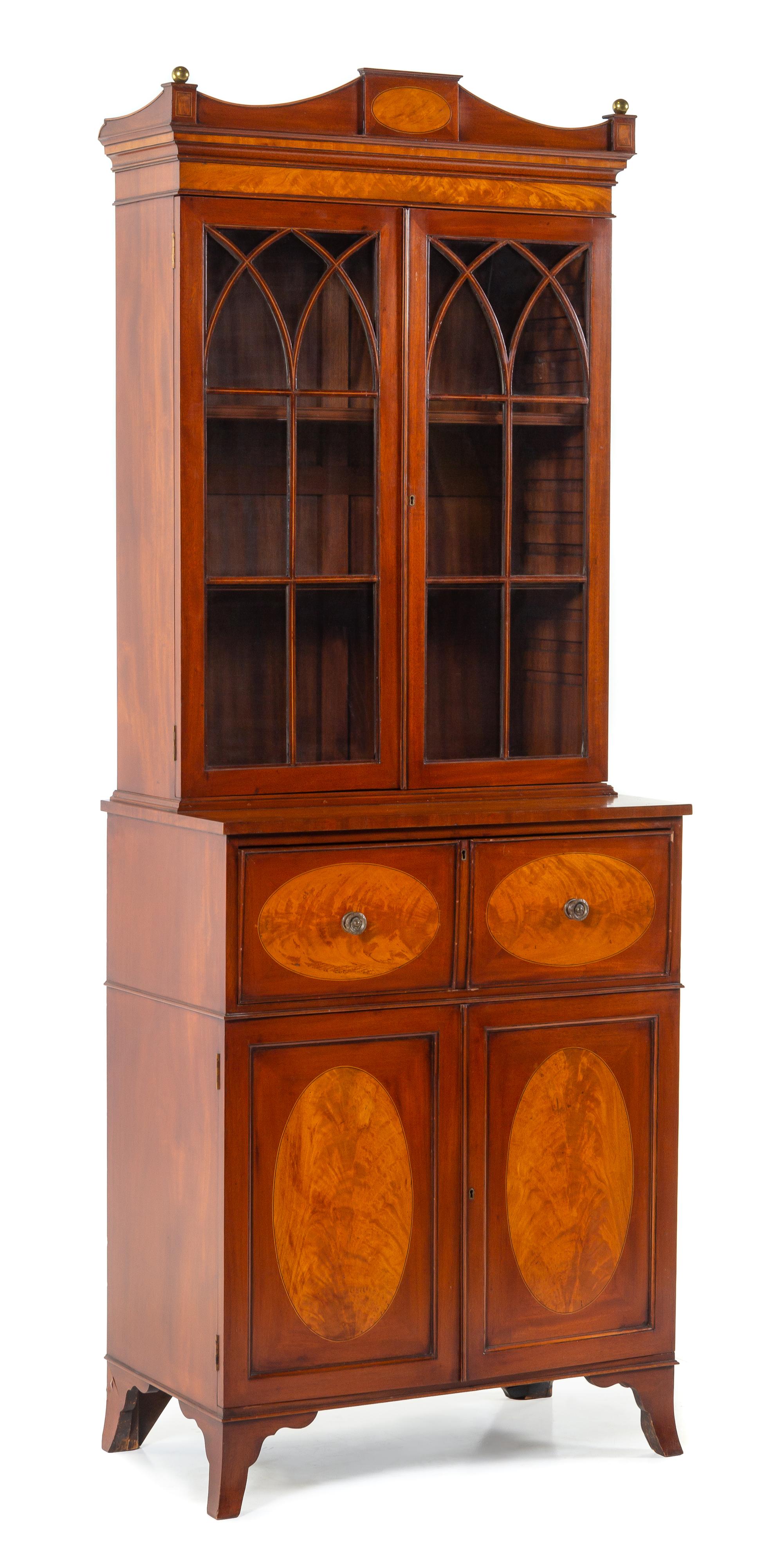 A Federal Style Mahogany Secretary Bookcase Height 82 x width 30 x depth 16 1/2 inches. — LATE 19TH/EARLY 20TH CENTURY