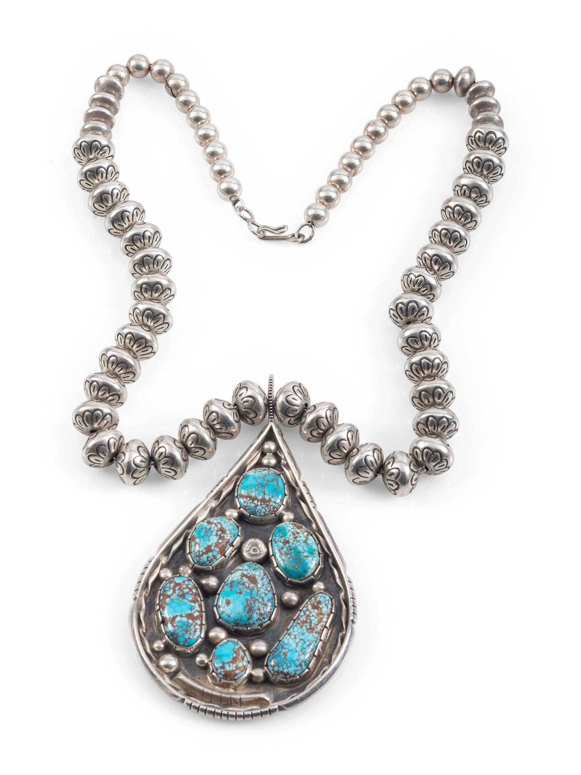 Silver and #8 Turquoise Necklace